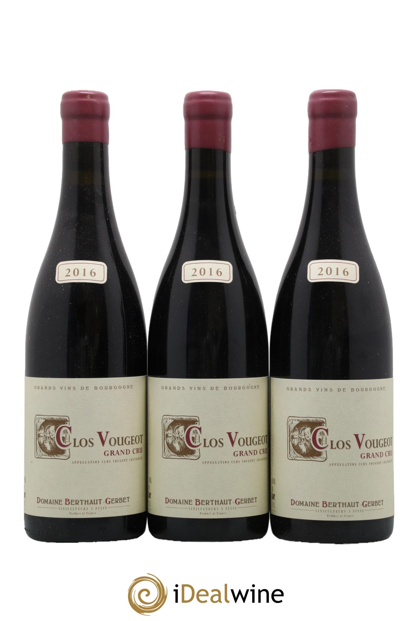 Clos de Vougeot Berthaut Gerbet (Domaine) 2016 - Lot de 3 bouteilles - 0