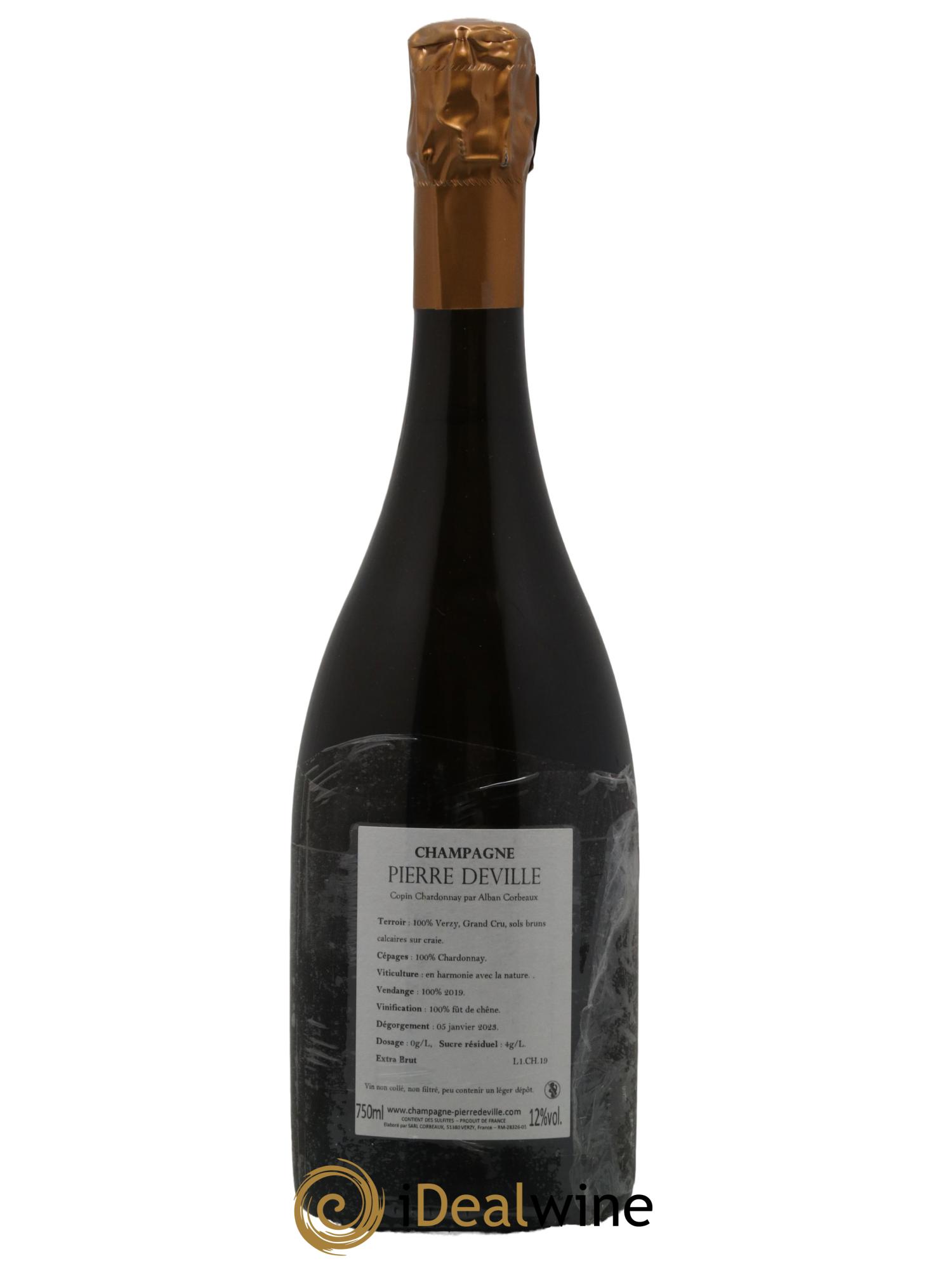 Champagne Grand Cru Extra-Brut Blanc de Blancs Copin Chardonnay Pierre Deville 2019 - Lot de 1 bouteille - 1
