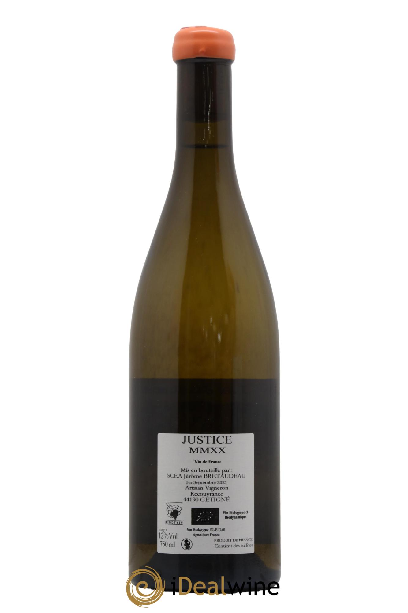 Vin de France La Justice Jérôme Bretaudeau - Domaine de Bellevue 2020 - Lot de 1 bouteille - 1