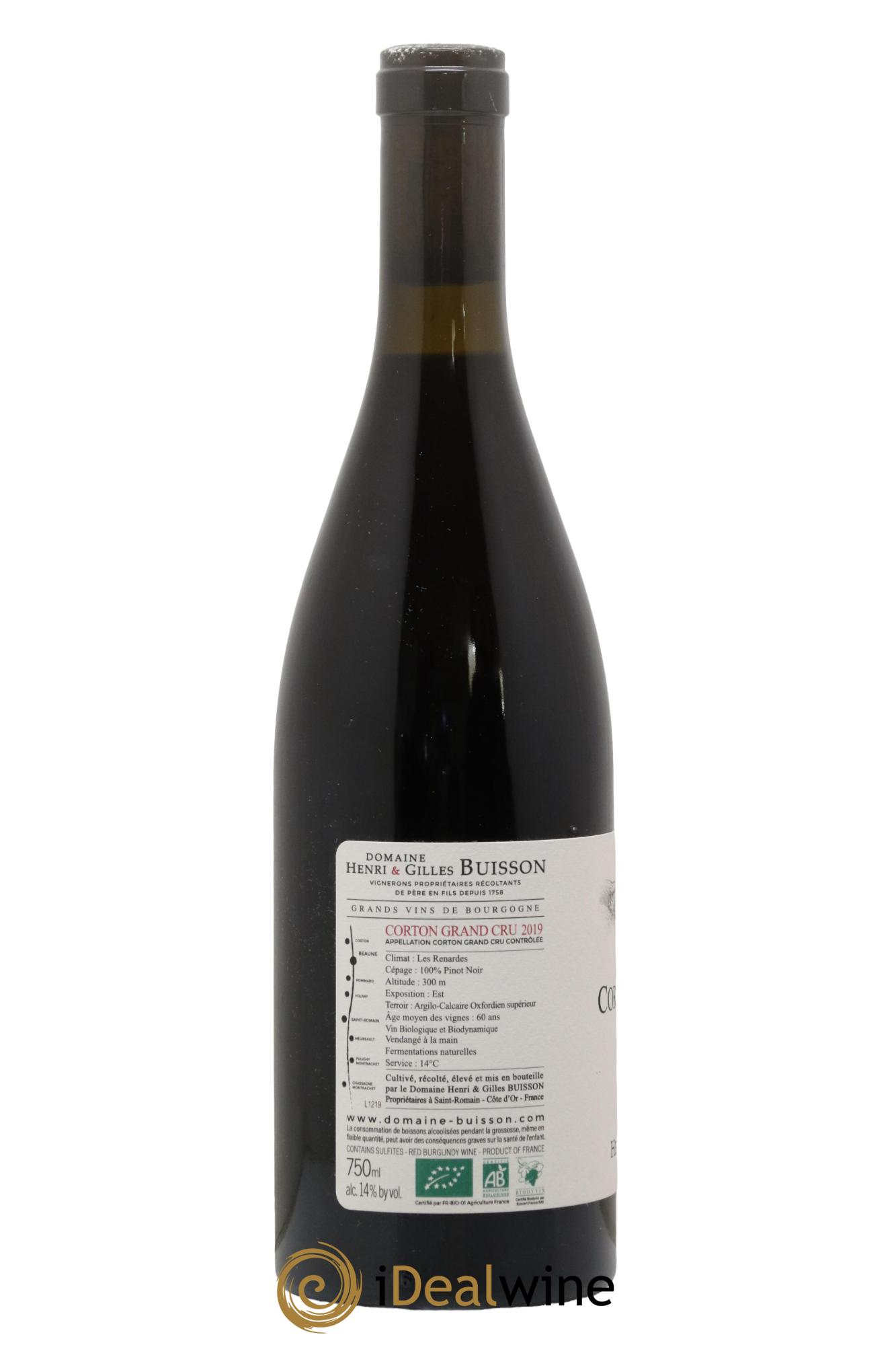 Corton Grand Cru Les Renardes Henri et Gilles Buisson (Domaine)  2019 - Lotto di 1 bottiglia - 1