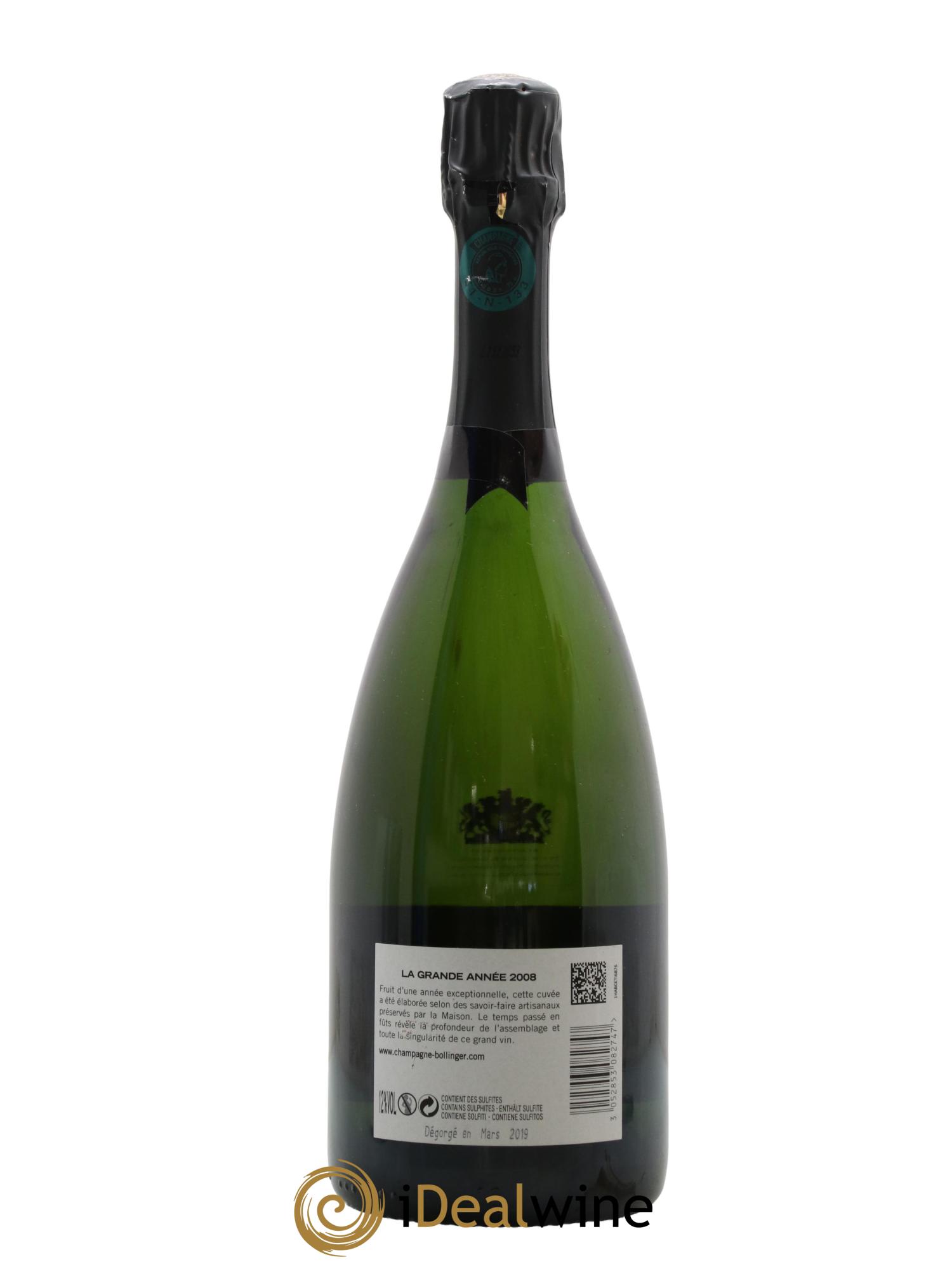 La Grande Année Brut Bollinger 2008 - Lot de 1 bouteille - 1