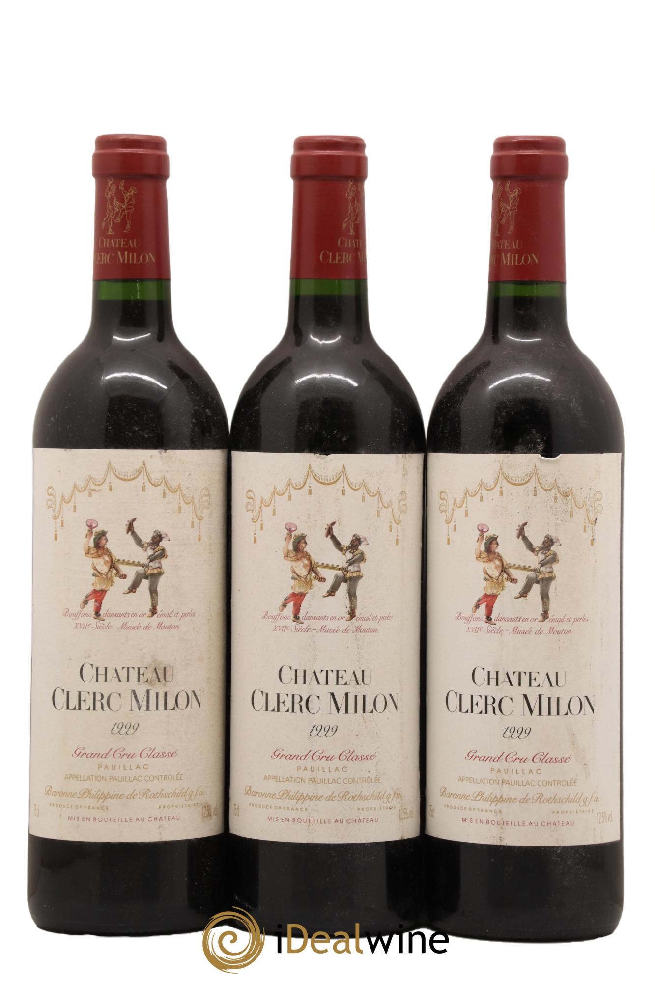 Château Clerc Milon 5ème Grand Cru Classé 1999 - Lot de 3 bouteilles - 0