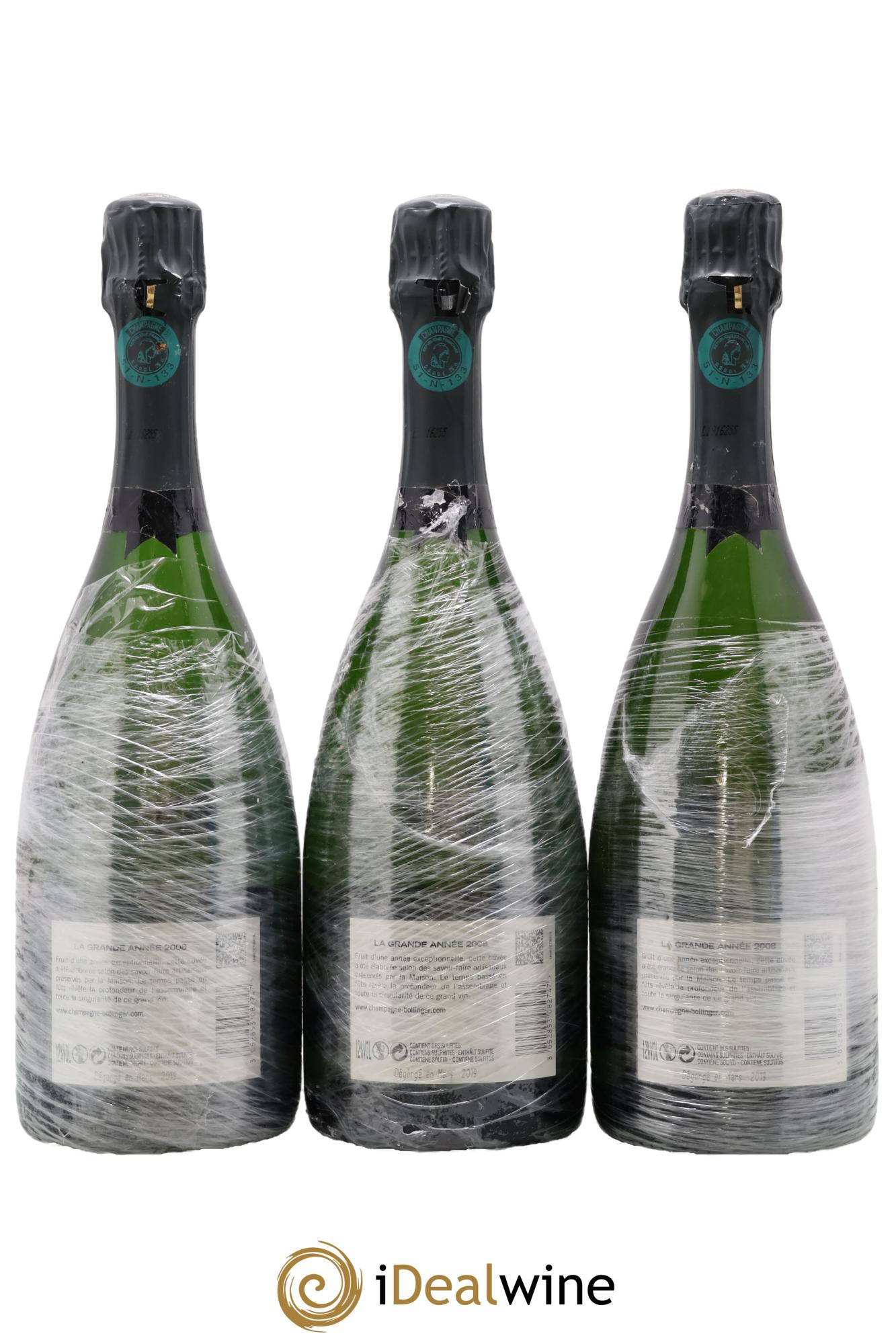 La Grande Année Brut Bollinger 2008 - Lot of 3 bottles - 1