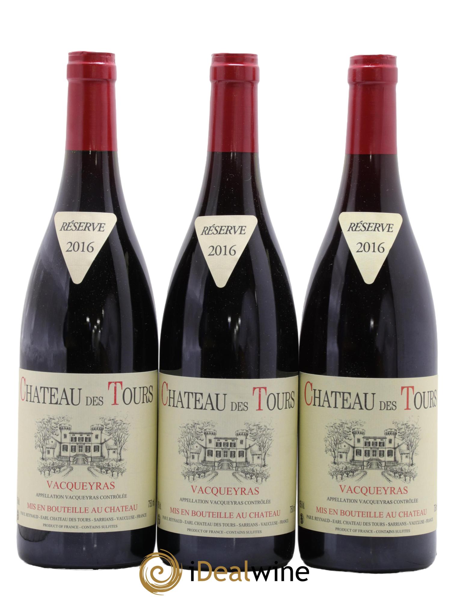 Vacqueyras Château des Tours Emmanuel Reynaud 2016 - Lot de 3 bouteilles - 0
