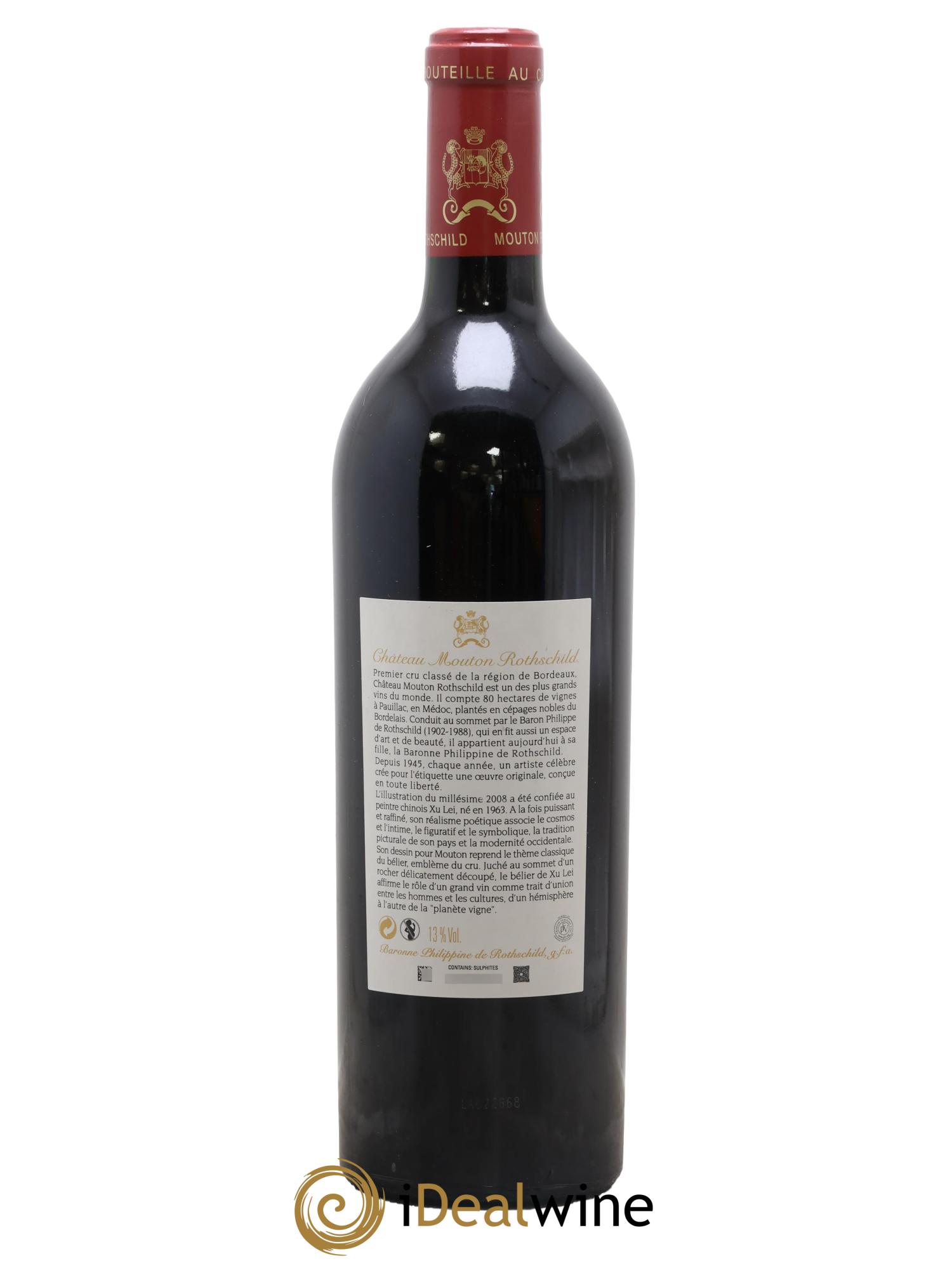 Château Mouton Rothschild 1er Grand Cru Classé 2008 - Lot de 1 bouteille - 1