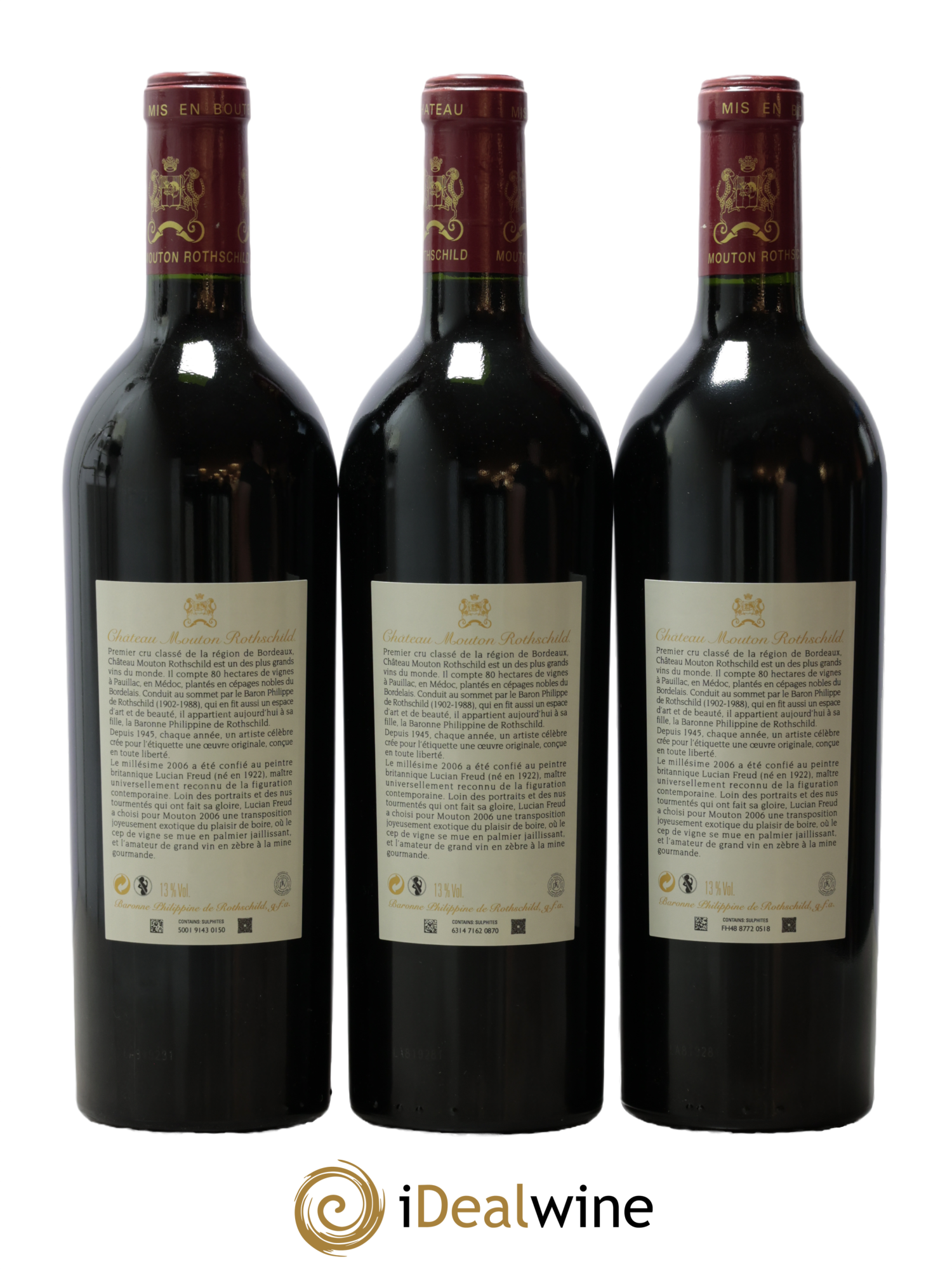 Château Mouton Rothschild 1er Grand Cru Classé 2006 - Lot de 3 bouteilles - 1