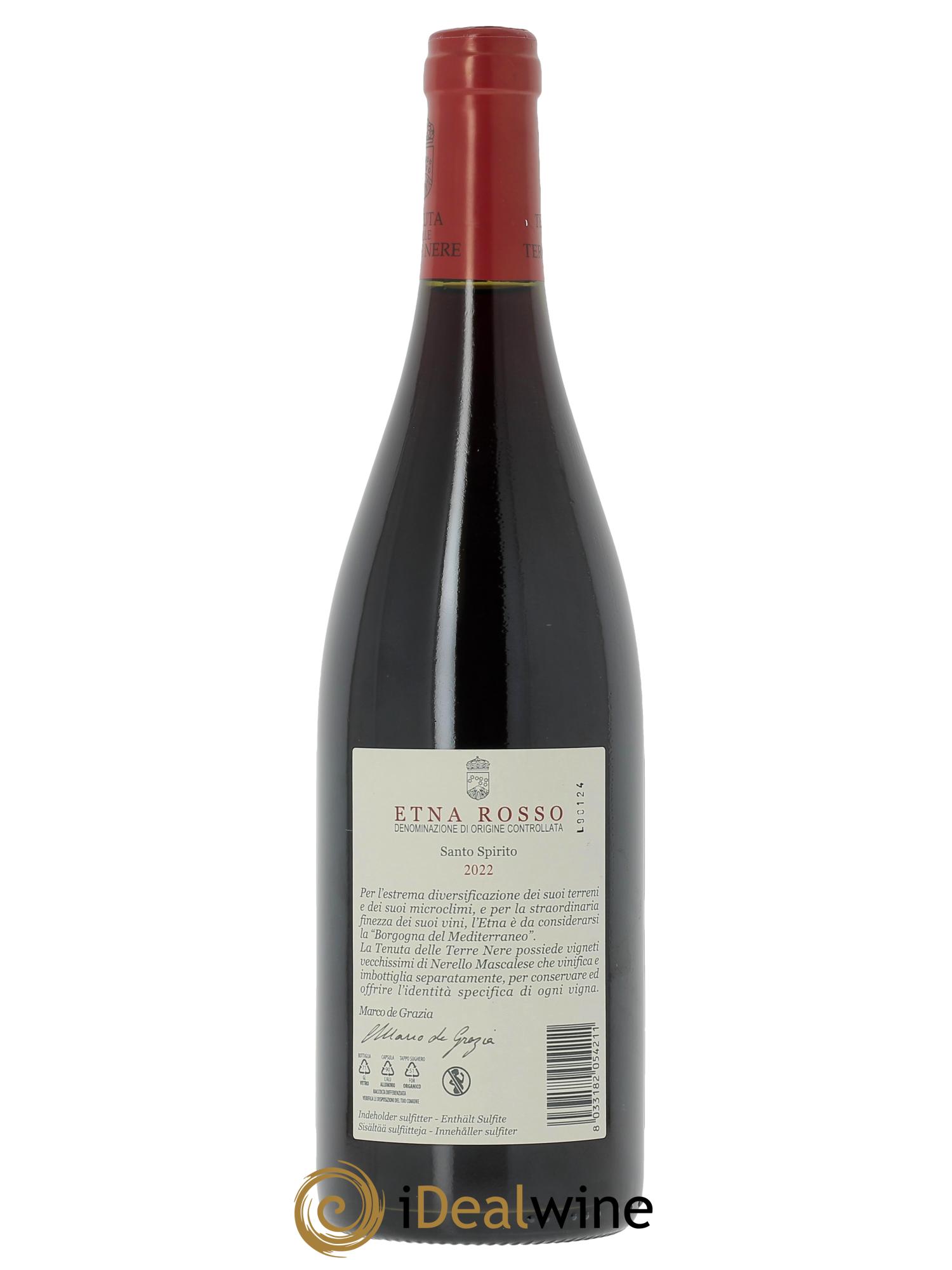 Etna Rosso DOC Tenuta delle Terre Nere Santo Spirito Vieilles Vignes  2022 - Lot de 1 bouteille - 1