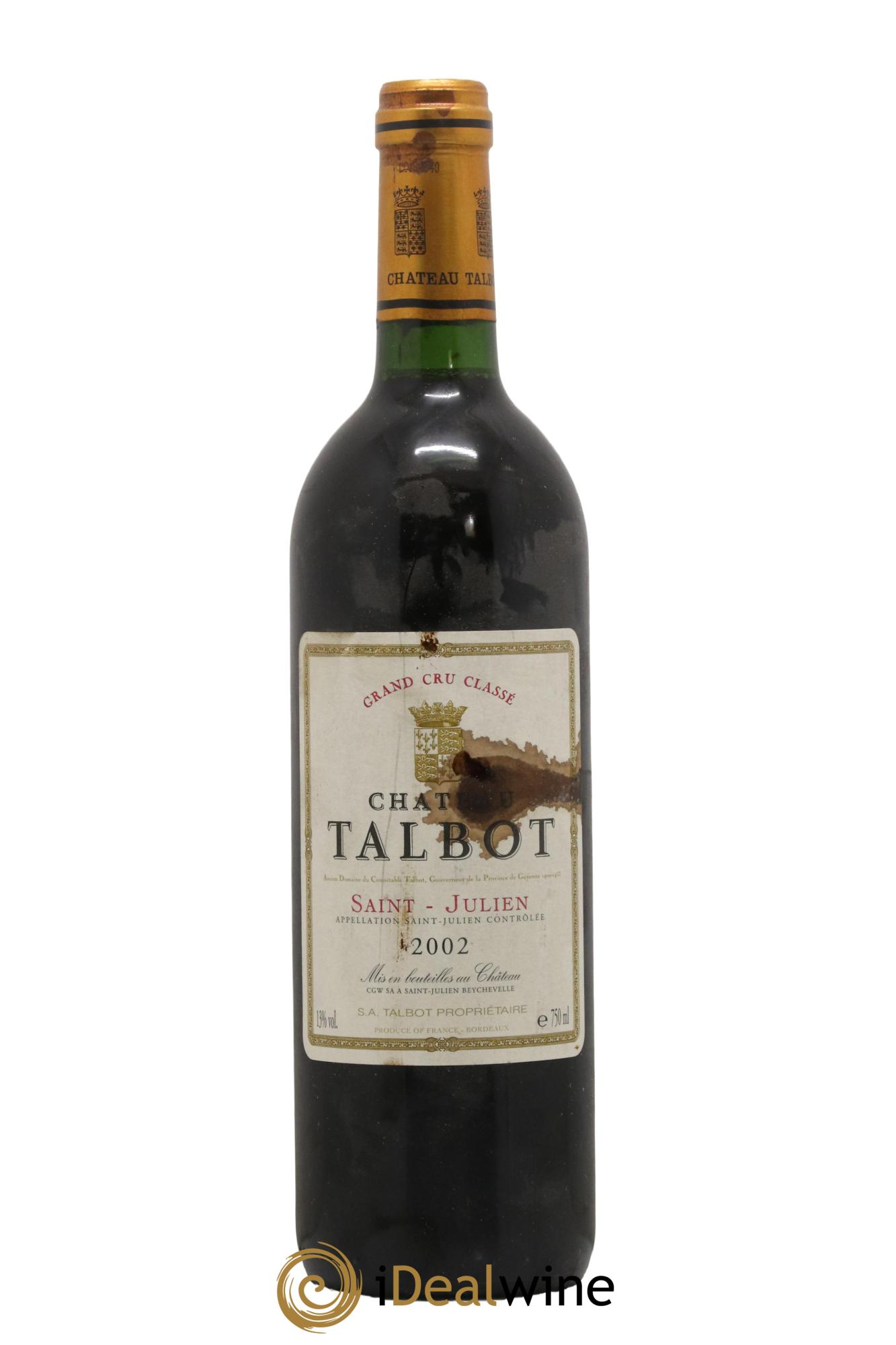 Château Talbot 4ème Grand Cru Classé 2002 - Lot de 1 bouteille - 0