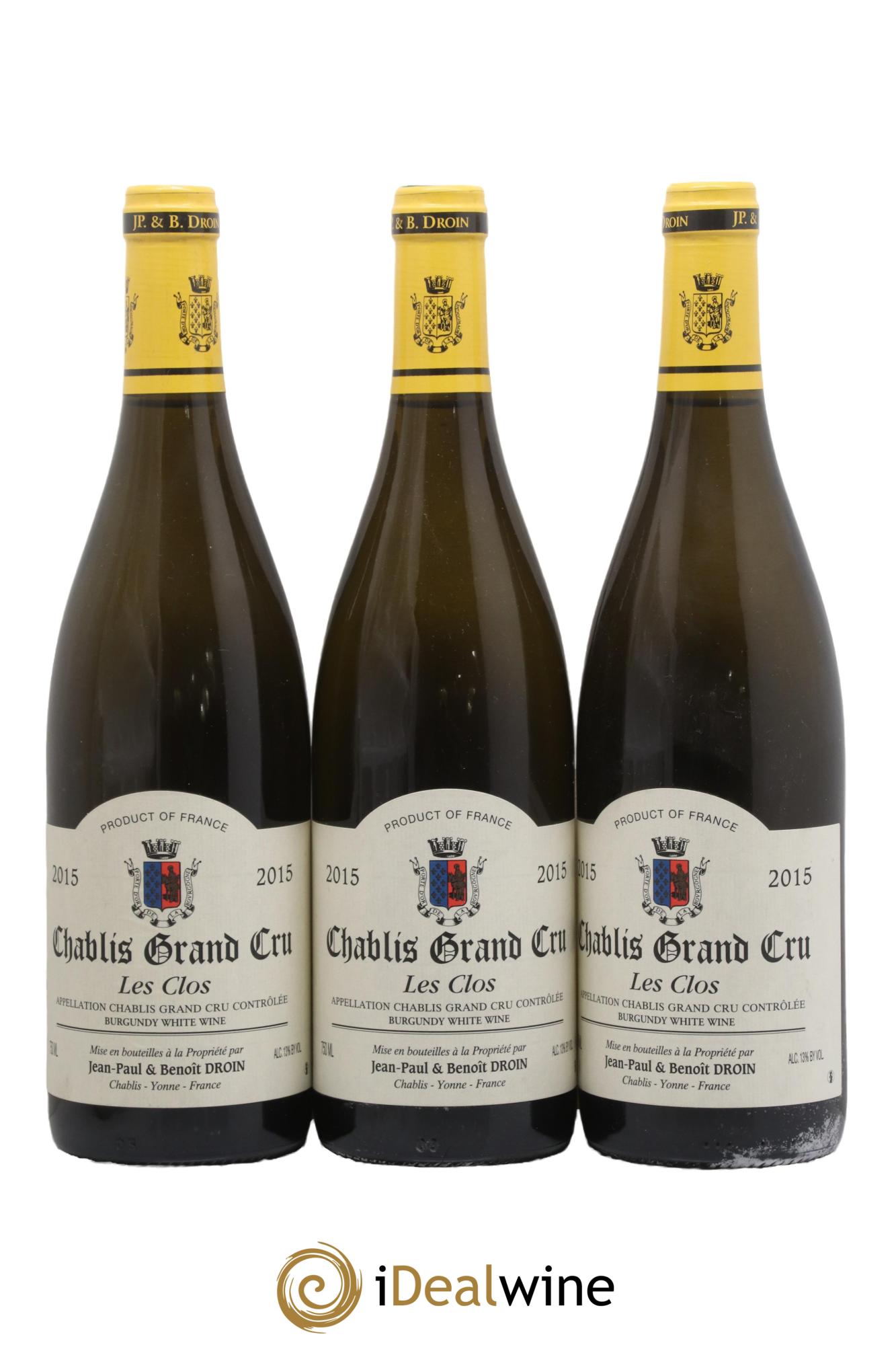 Chablis Grand Cru Les Clos Jean-Paul & Benoît Droin (Domaine) 2015 - Lot de 3 bouteilles - 0
