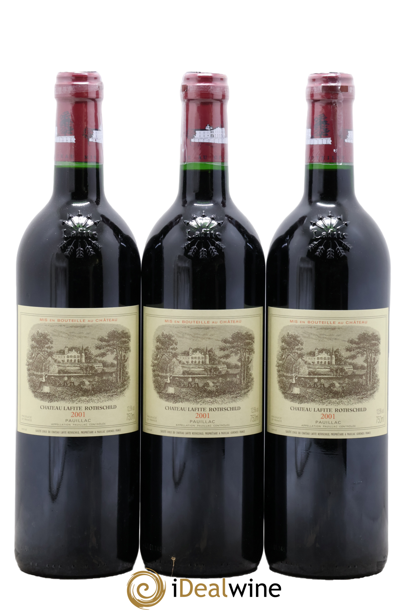 Château Lafite Rothschild 1er Grand Cru Classé 2001 - Lot de 3 bouteilles - 0