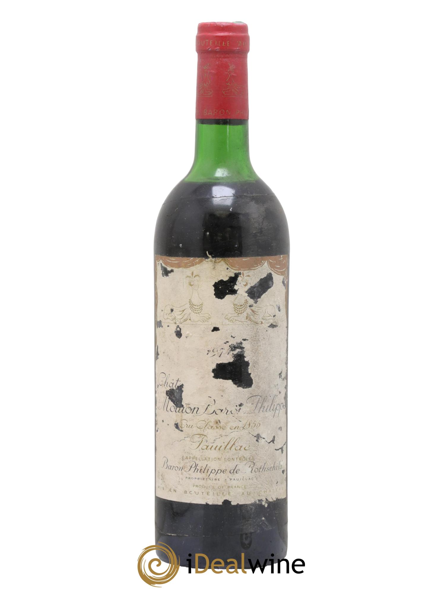 Château d' Armailhac - Mouton Baron(ne) Philippe 5ème Grand Cru Classé 1974 - Posten von 1 Flasche - 0