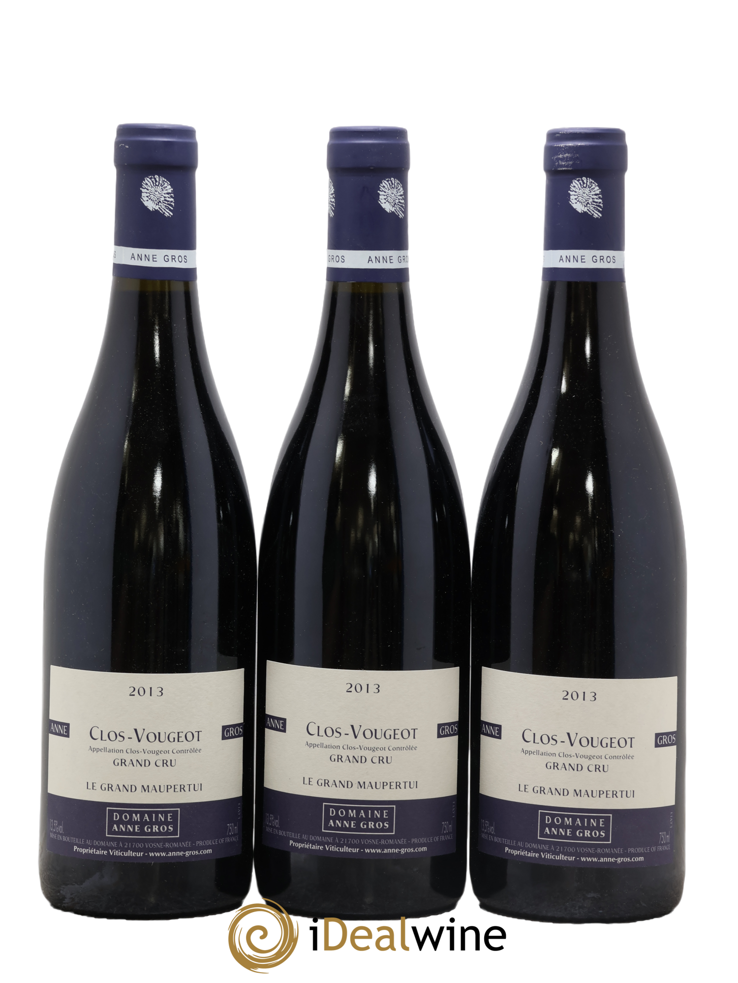 Clos de Vougeot Grand Cru Le Grand Maupertui Anne Gros 2013 - Lot de 3 bouteilles - 0