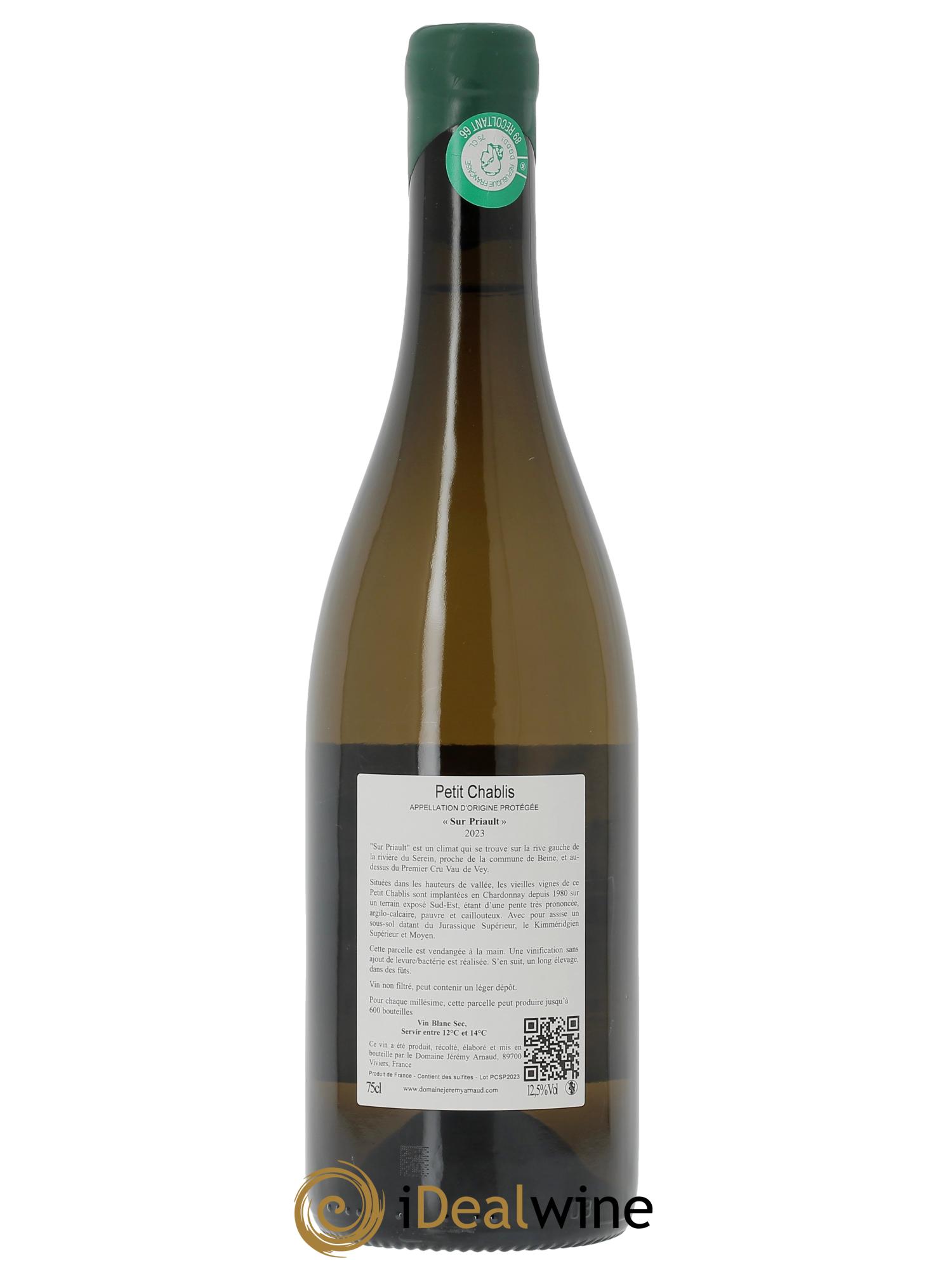Petit Chablis Sur Priault Jérémy Arnaud 2023 - Lot de 1 bouteille - 1