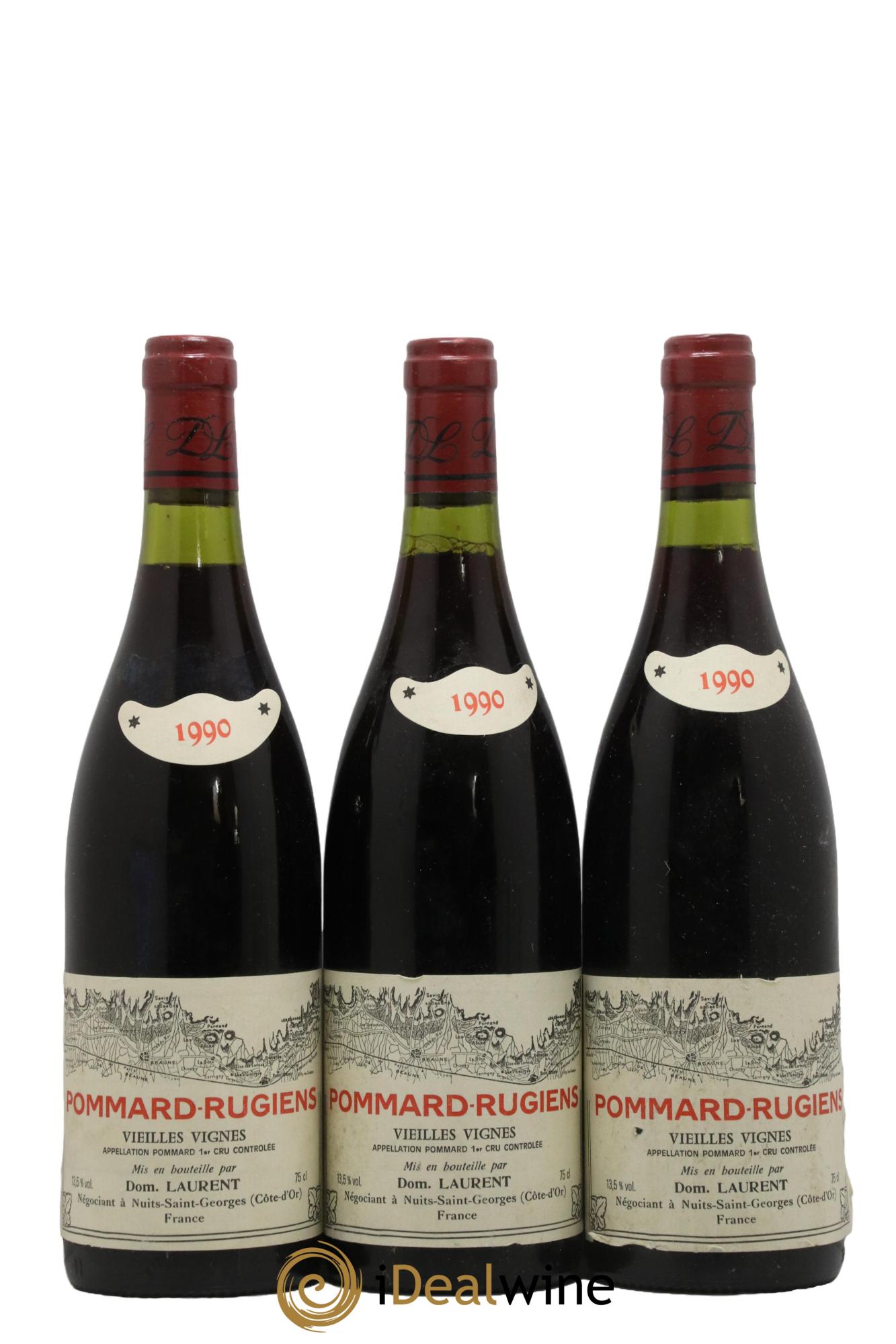 Pommard 1er Cru Rugiens Laurent Père et Fils 1990 - Lot de 3 bouteilles - 0
