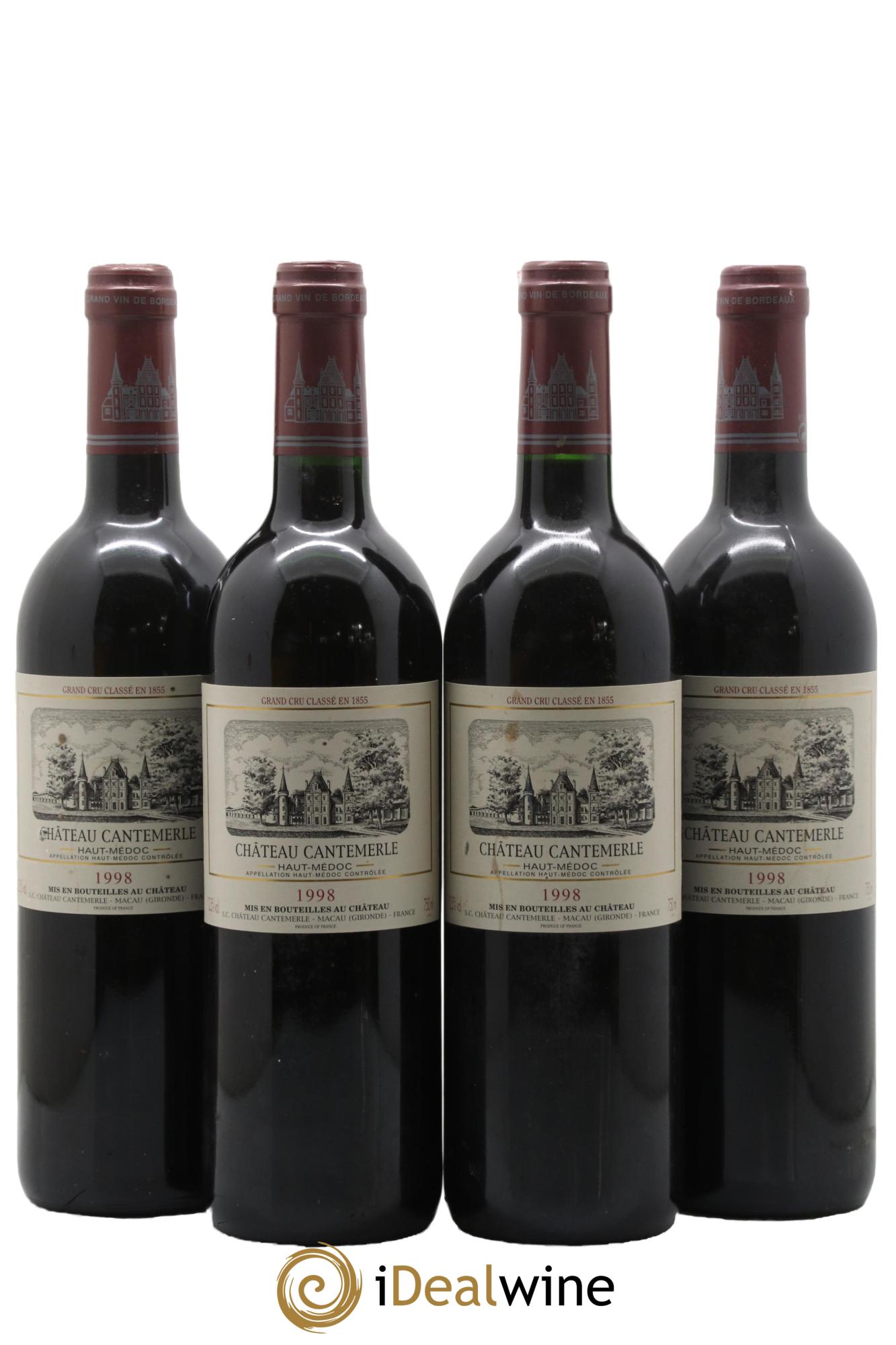 Château Cantemerle 5ème Grand Cru Classé 1998 - Lotto di 4 bottiglie - 0