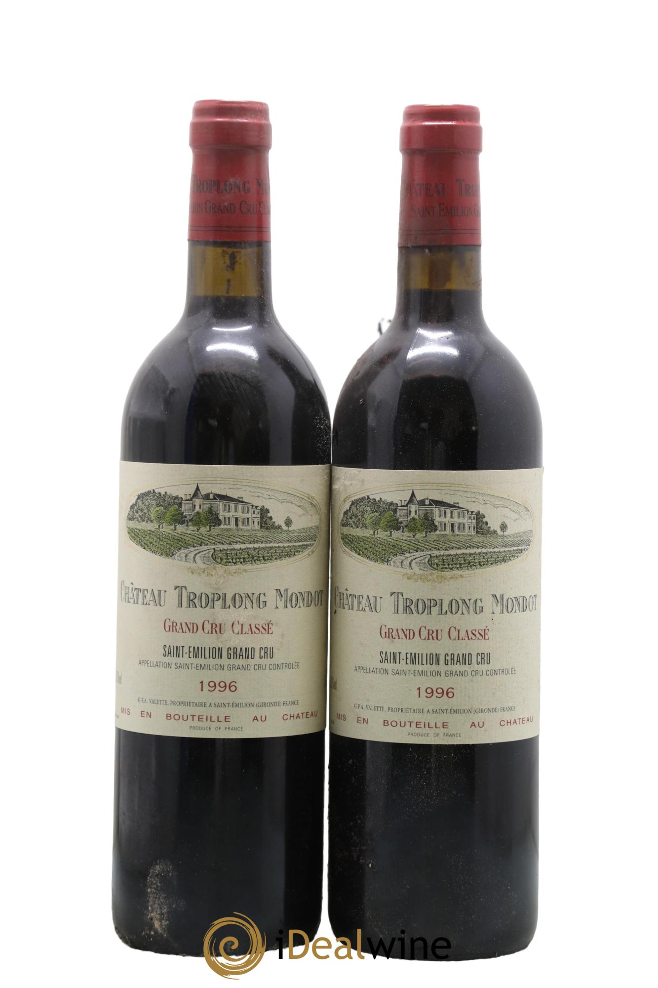 Château Troplong Mondot 1er Grand Cru Classé B 1996 - Lotto di 2 bottiglie - 0
