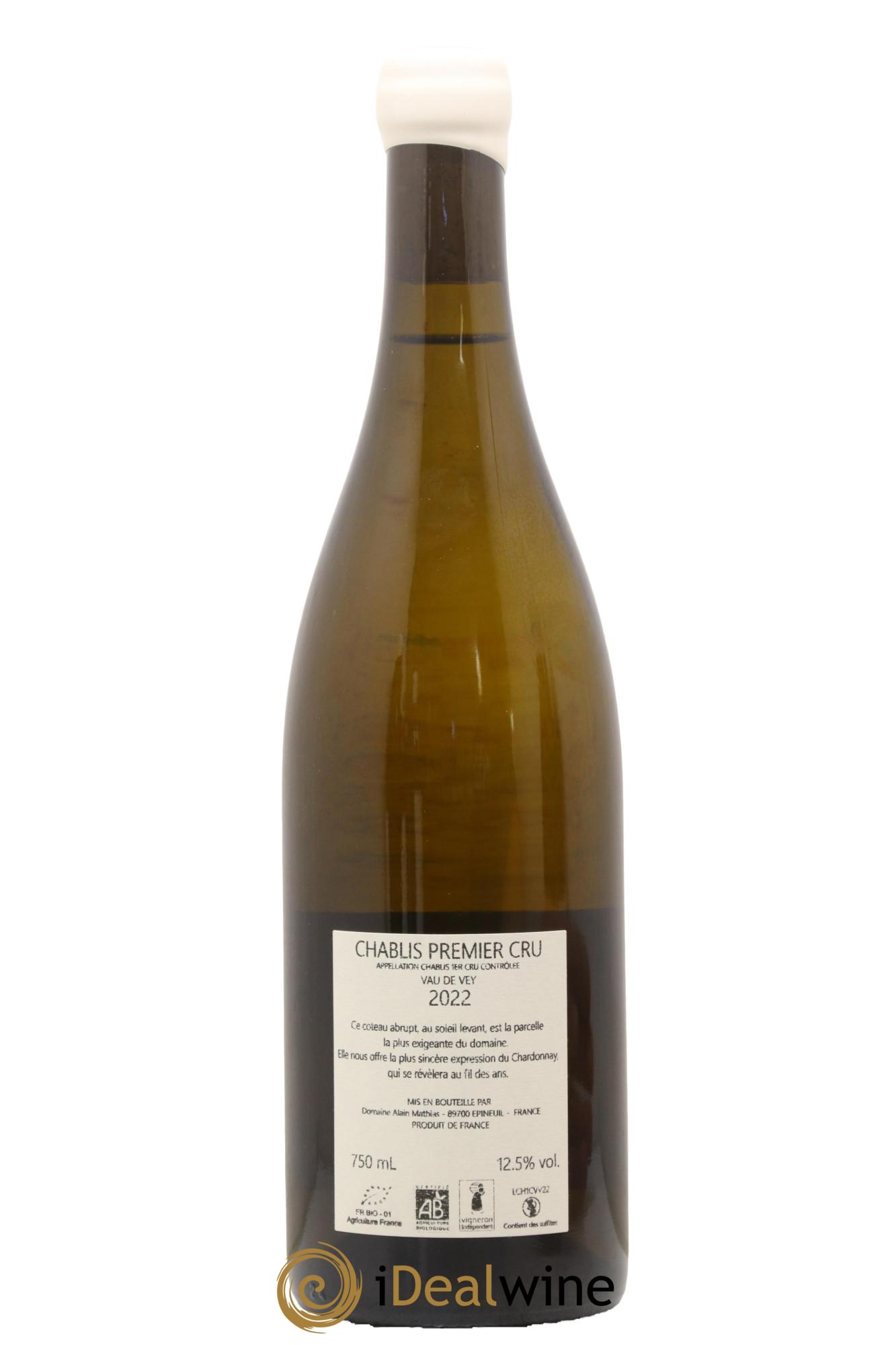 Chablis 1er Cru Vau de Vey Domaine Alain Mathias 2022 - Lot of 1 bottle - 1