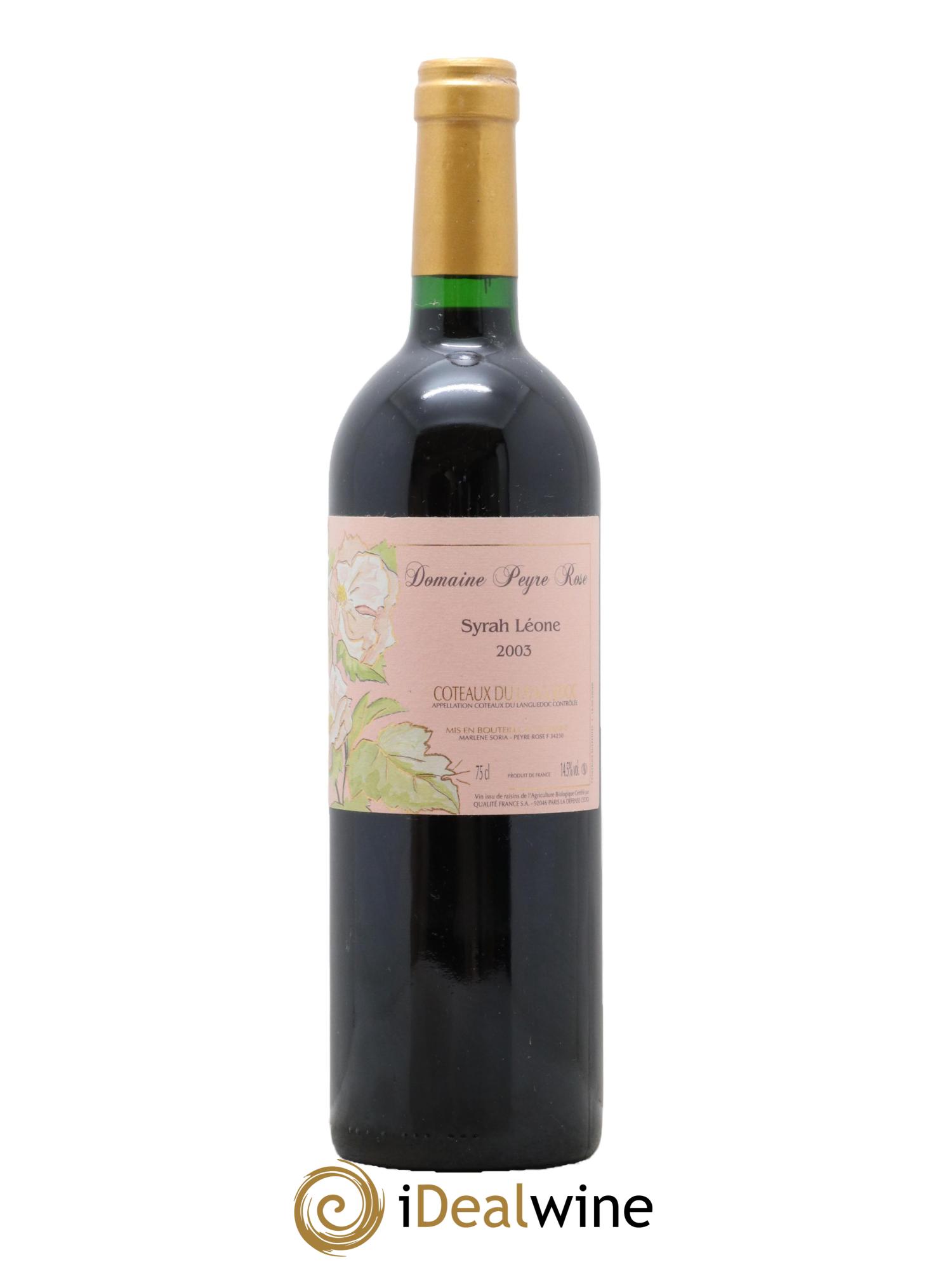 Coteaux du Languedoc Domaine Peyre Rose Belle Léone (anciennement Syrah Léone) Marlène Soria 2003 - Lot de 1 bouteille - 0