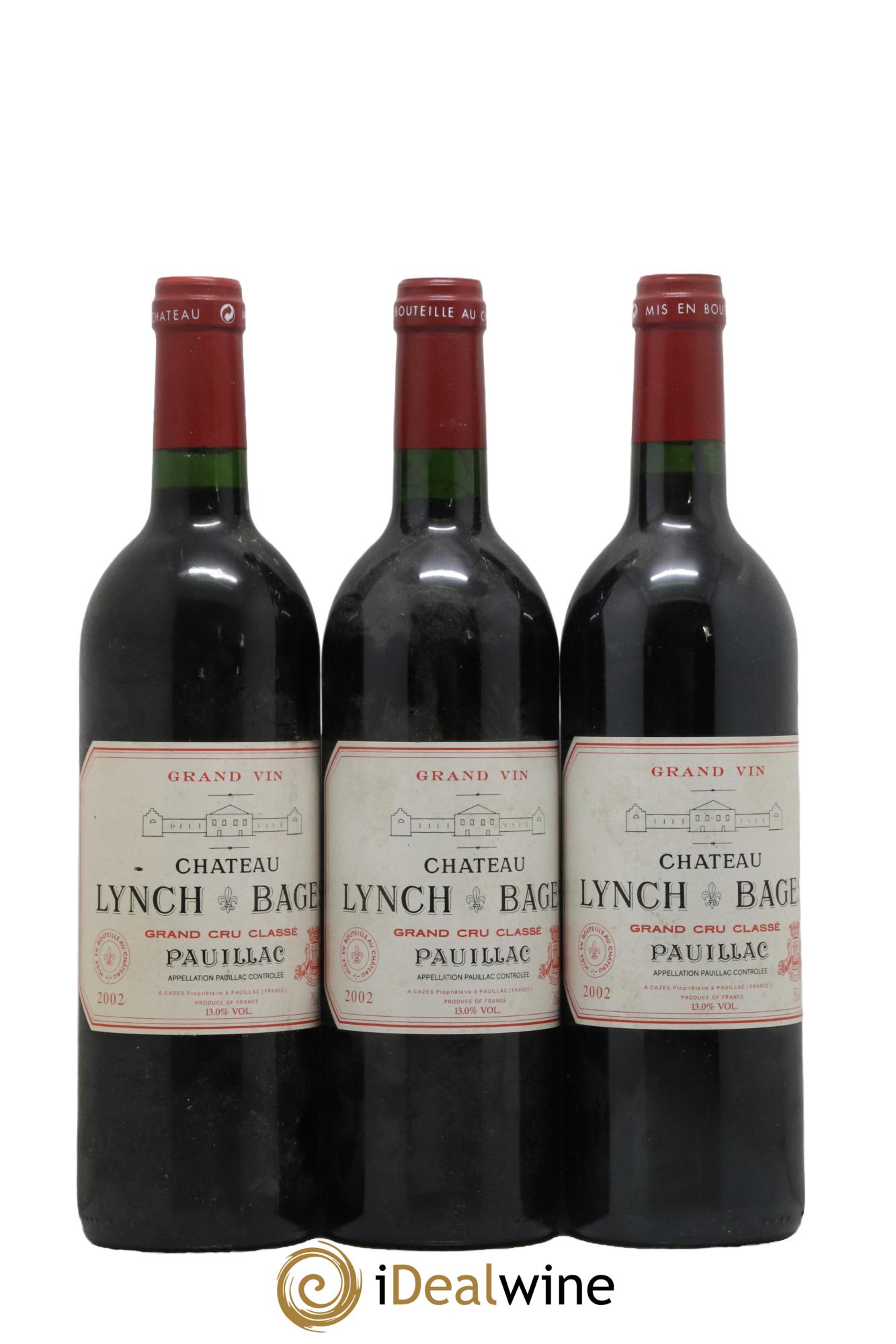 Château Lynch Bages 5ème Grand Cru Classé 2002 - Lot de 3 bouteilles - 0