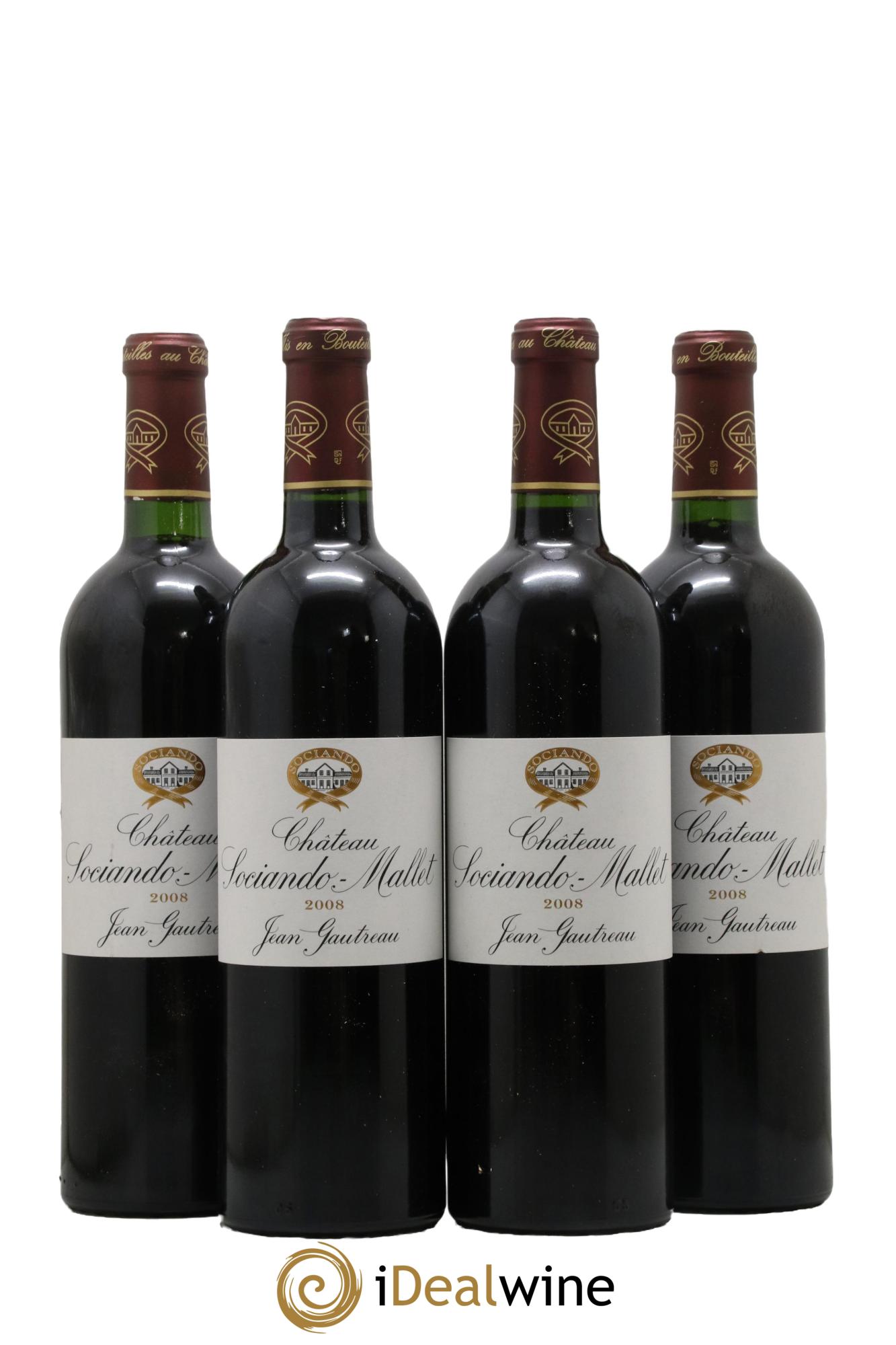 Château Sociando Mallet 2008 - Lot de 4 bouteilles - 0