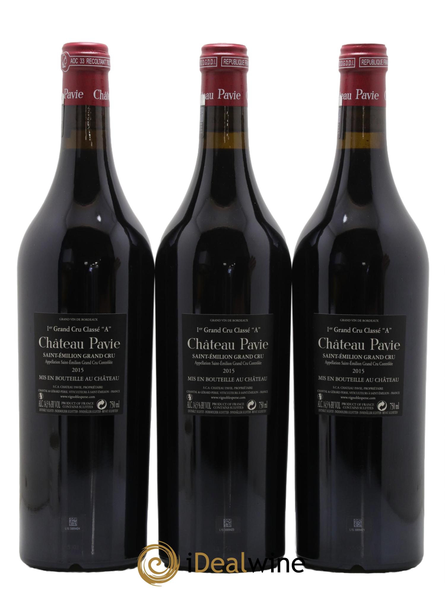 Château Pavie 1er Grand Cru Classé A 2015 - Lot de 3 bouteilles - 1