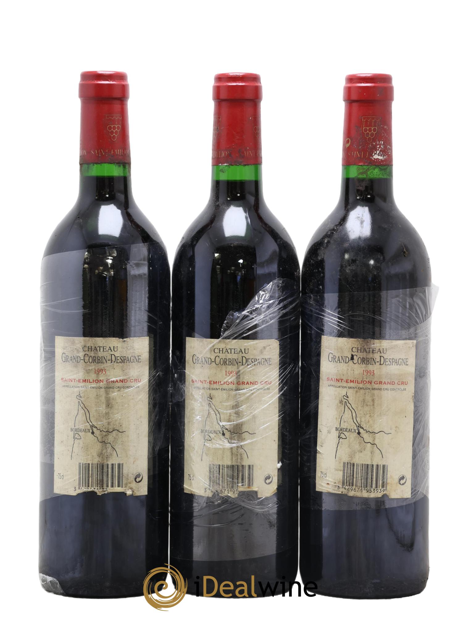 Château Grand Corbin Despagne Grand Cru Classé 1993 - Lot of 3 bottles - 1
