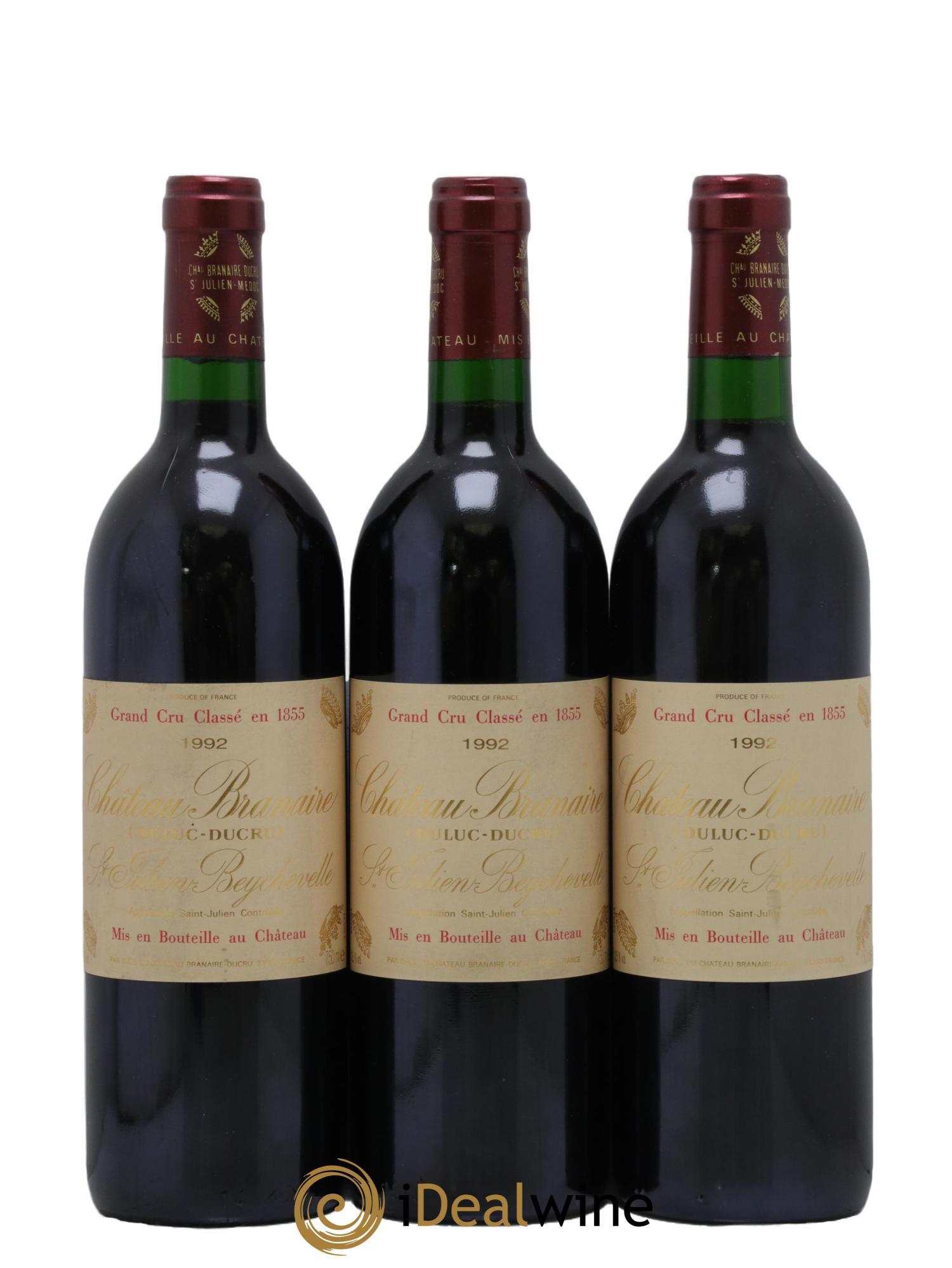 Château Branaire Ducru 4ème Grand Cru Classé 1992 - Lot de 3 bouteilles - 0