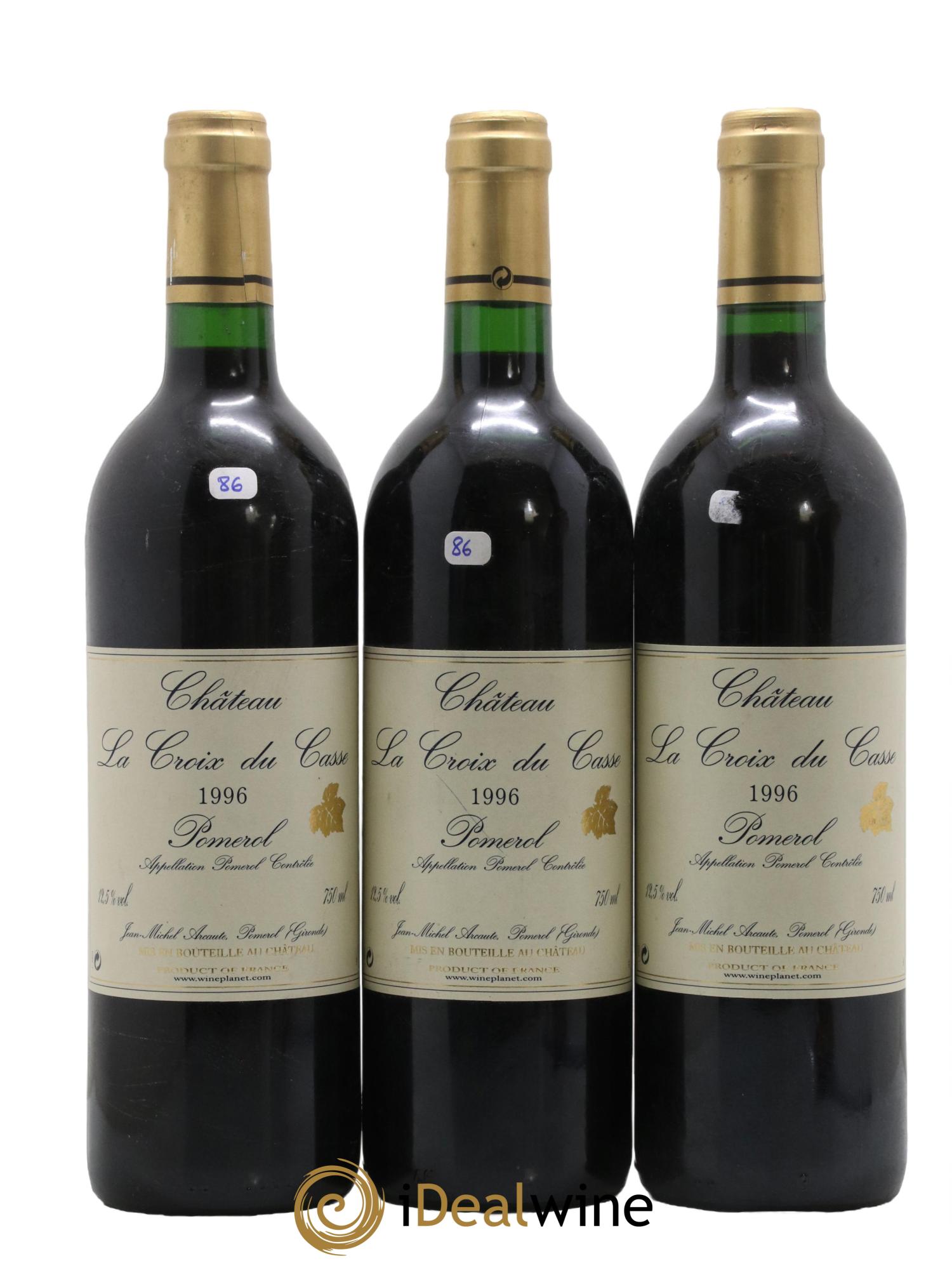 Château la Croix du Casse 1996 - Lot de 3 bouteilles - 0