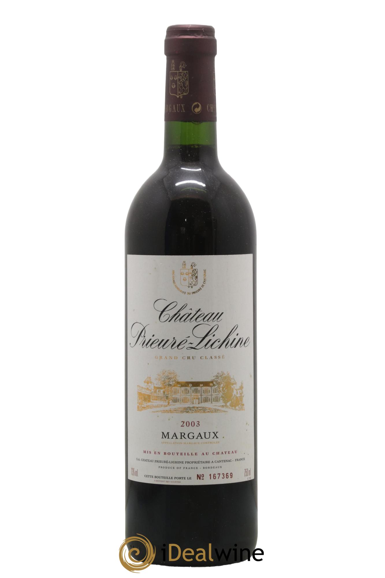Château Prieuré Lichine 4ème Grand Cru Classé 2003 - Lot de 1 bouteille - 0
