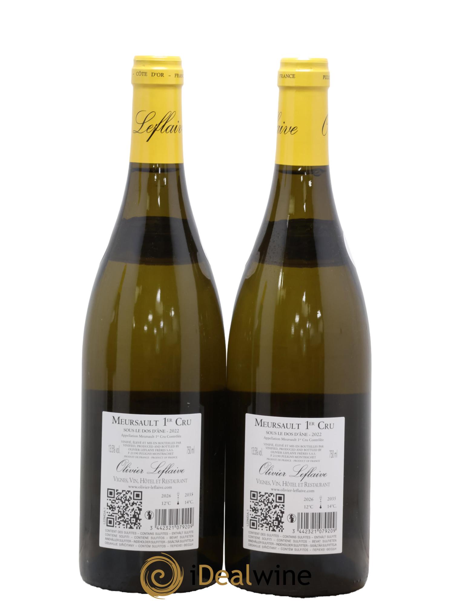 Meursault 1er Cru Sous le Dos d'Ane Olivier Leflaive 2022 - Lot de 2 bouteilles - 1