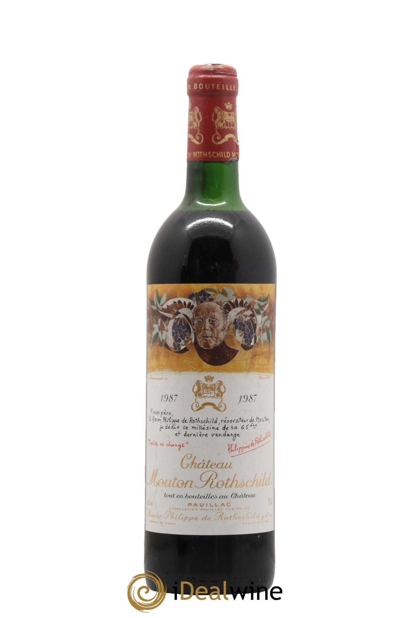 Château Mouton Rothschild 1er Grand Cru Classé 1987 - Lot de 1 bouteille - 0