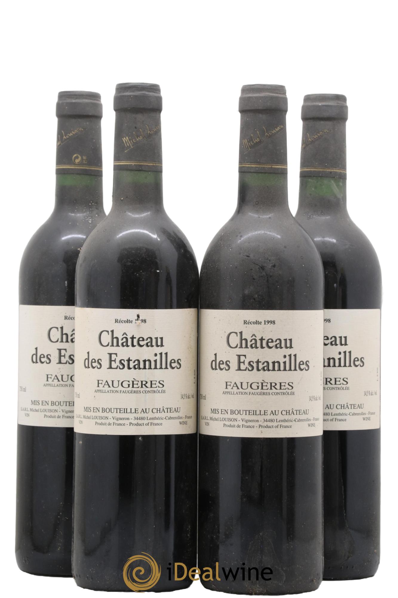 Faugères Château des Estanilles 1998 - Lot of 4 bottles - 0