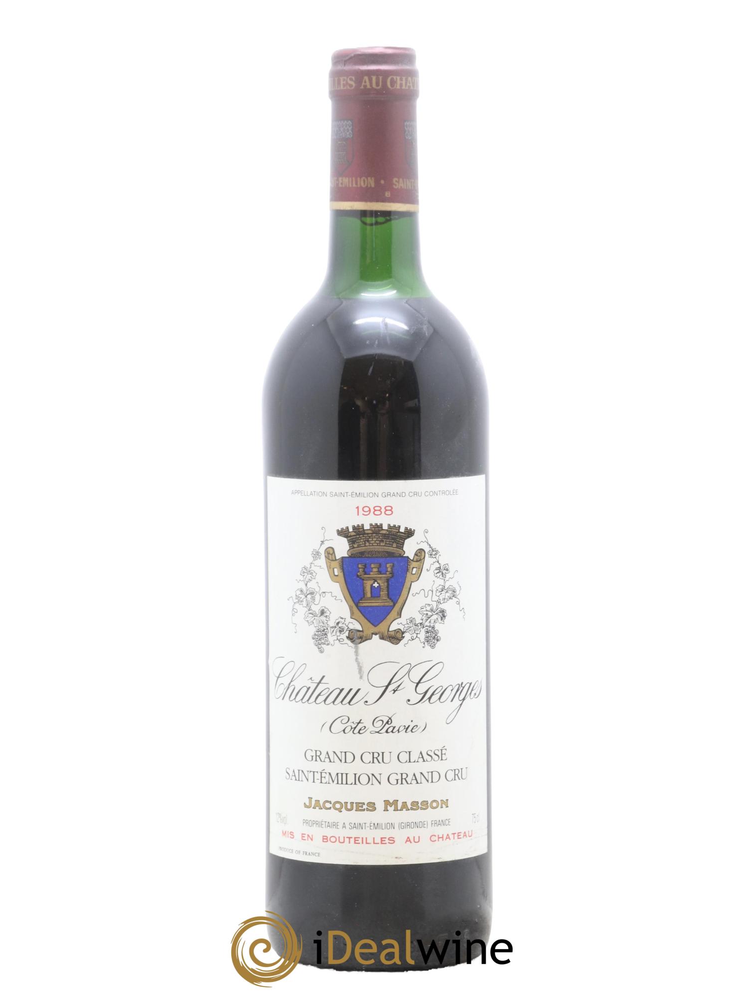 Château Saint-Georges Côte Pavie Grand Cru Classé 1988 - Lot de 1 bouteille - 0
