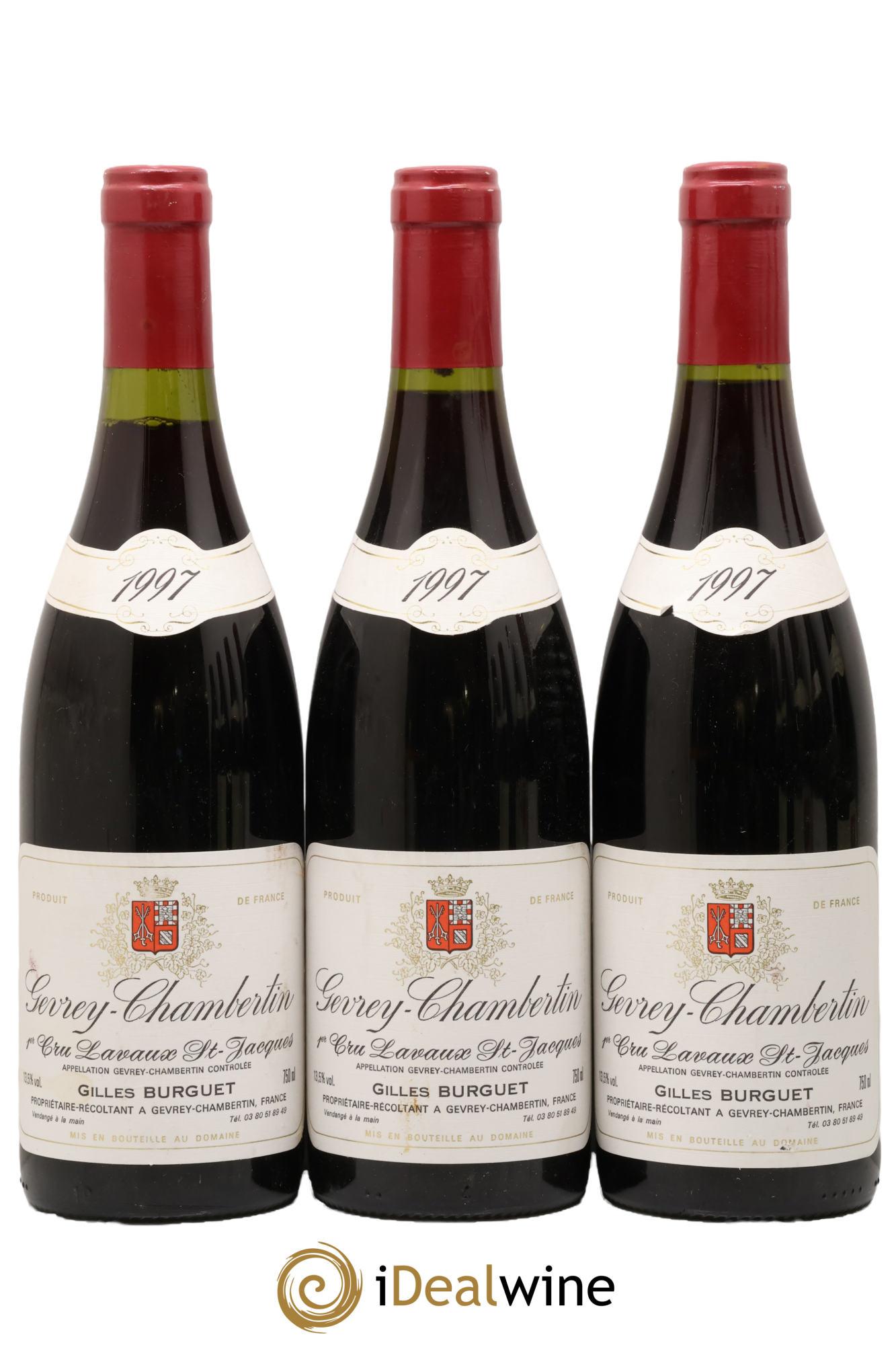 Gevrey-Chambertin 1er Cru Lavaux Saint Jacques Gilles Burguet 1997 - Lot of 3 bottles - 0