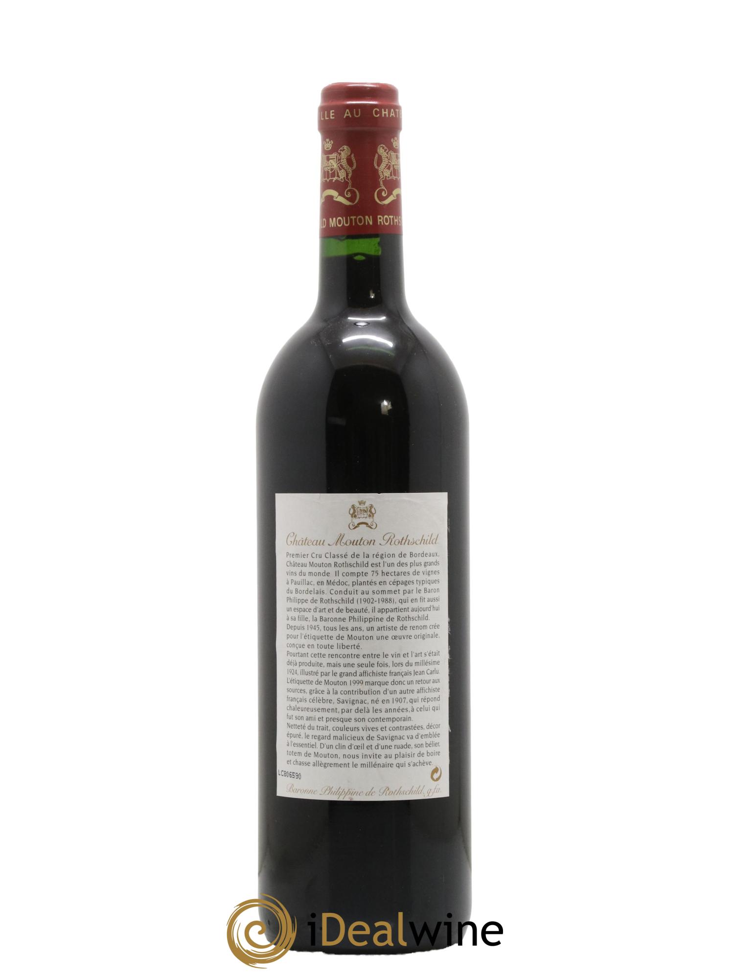 Château Mouton Rothschild 1er Grand Cru Classé 1999 - Lot de 1 bouteille - 1
