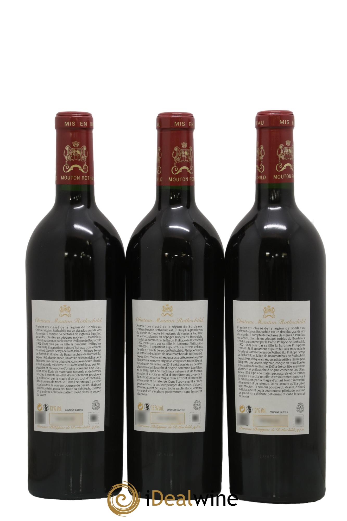 Château Mouton Rothschild 1er Grand Cru Classé  2013 - Lot de 3 bouteilles - 1