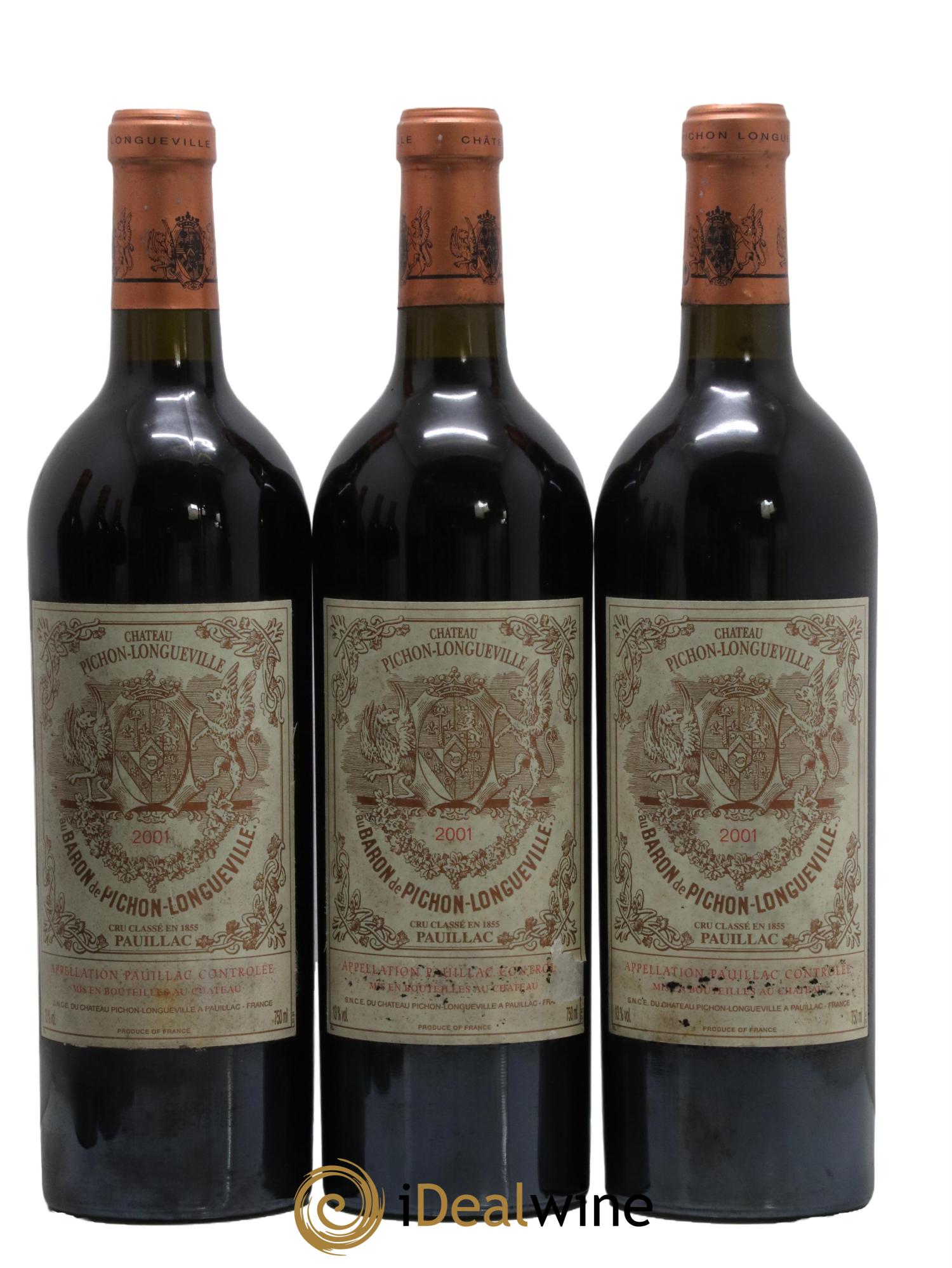Pichon Longueville Baron 2ème Grand Cru Classé 2001 - Lot de 3 bouteilles - 0
