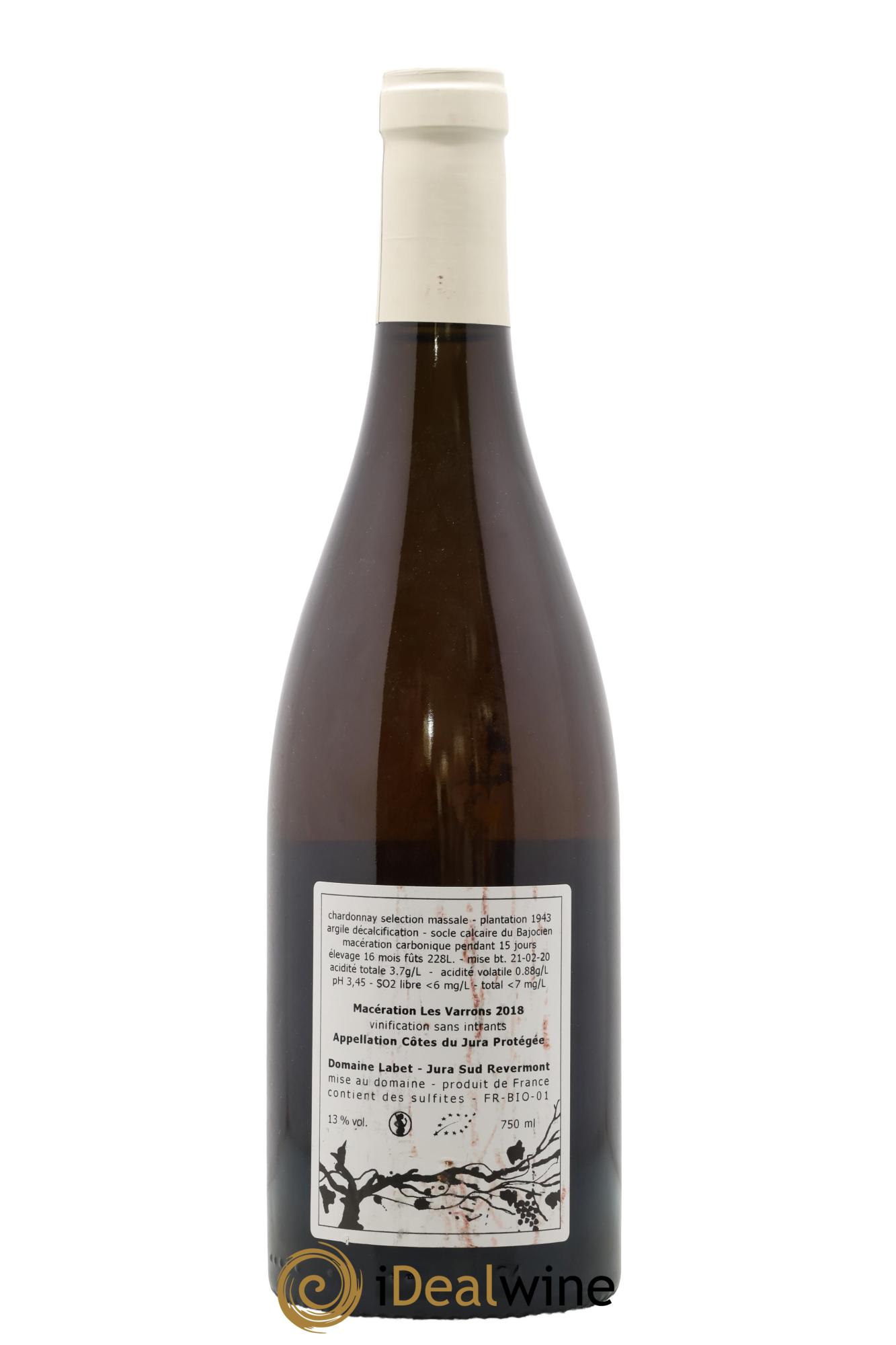 Côtes du Jura Chardonnay Les Varrons Macération Romain - Julien  - Charline Labet 2018 - Lotto di 1 bottiglia - 1