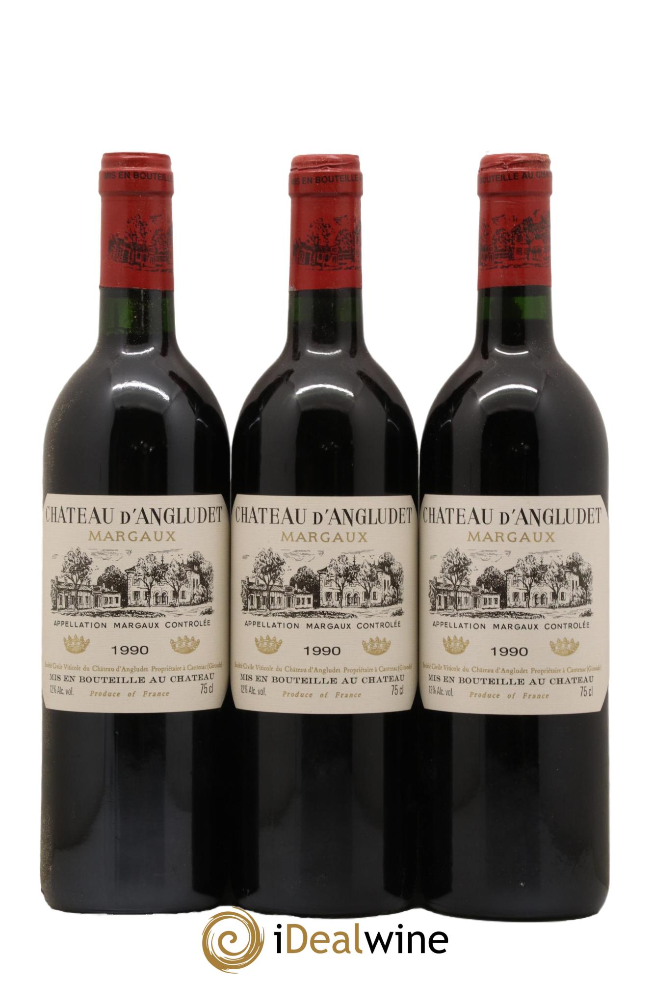 Château d' Angludet Cru Bourgeois 1990 - Lot de 3 bouteilles - 0