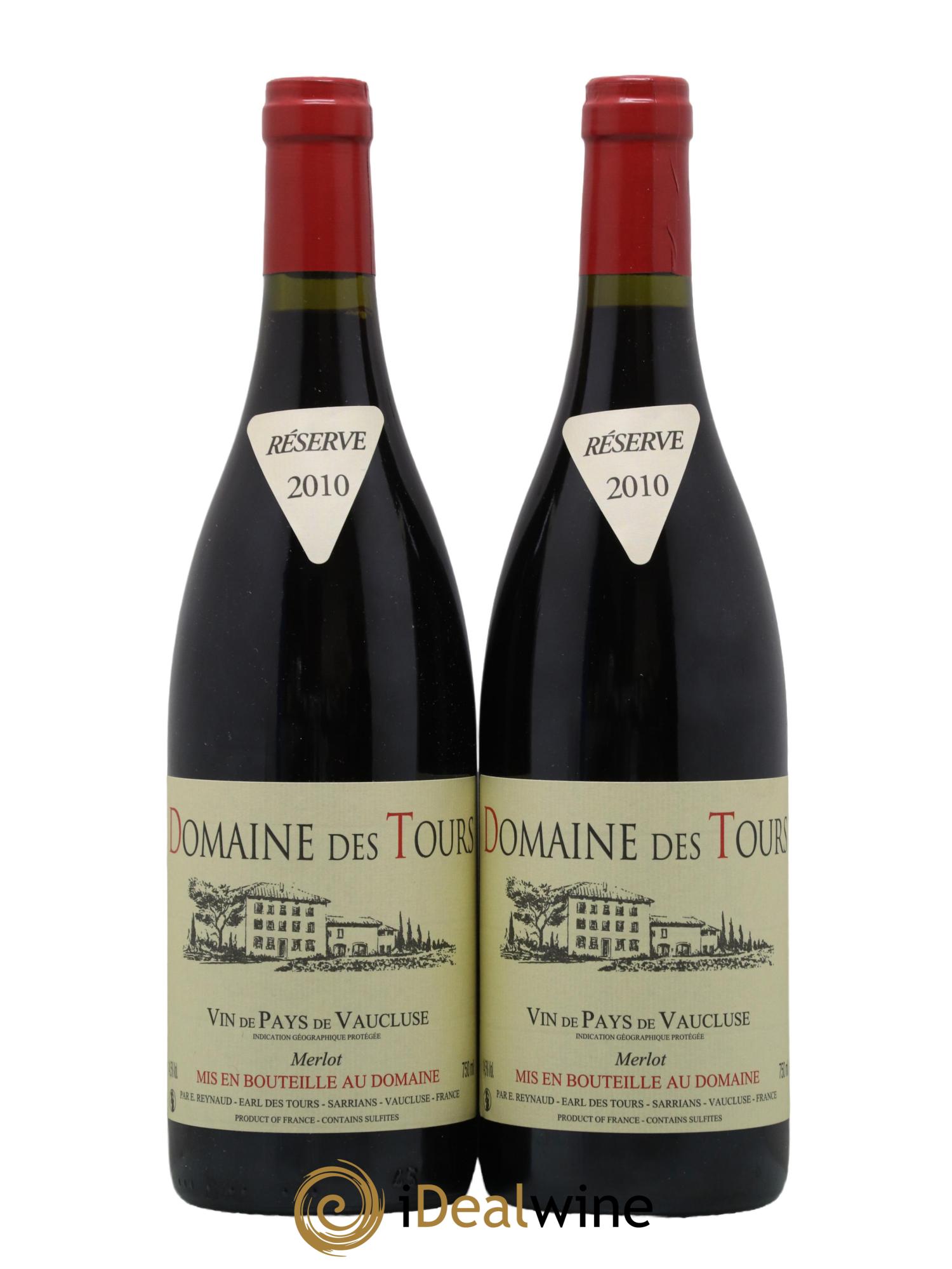 Vaucluse Domaine des Tours Merlot Emmanuel Reynaud 2010 - Lot de 2 bouteilles - 0