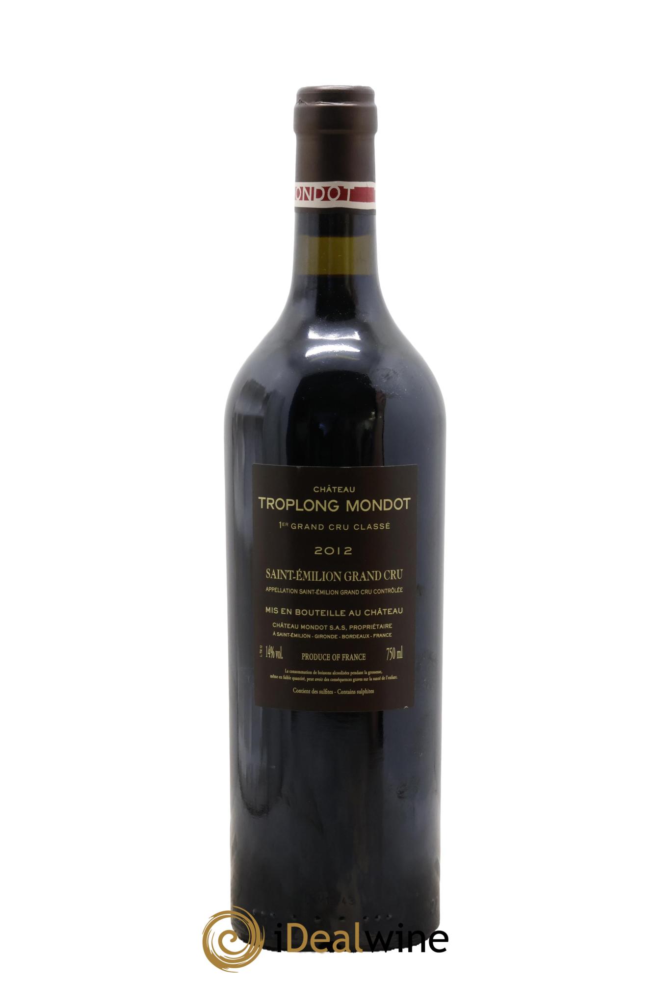 Château Troplong Mondot 1er Grand Cru Classé B 2012 - Lot of 1 bottle - 1