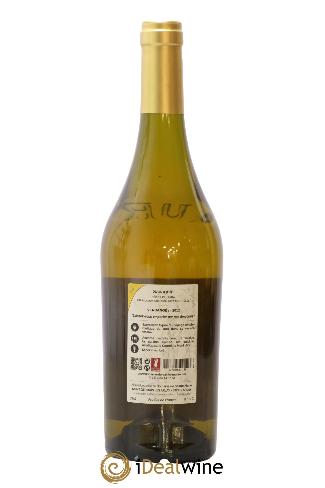 Côtes du Jura Savagnin Domaine de Sainte-Marie 2012 - Lot de 1 bouteille - 1