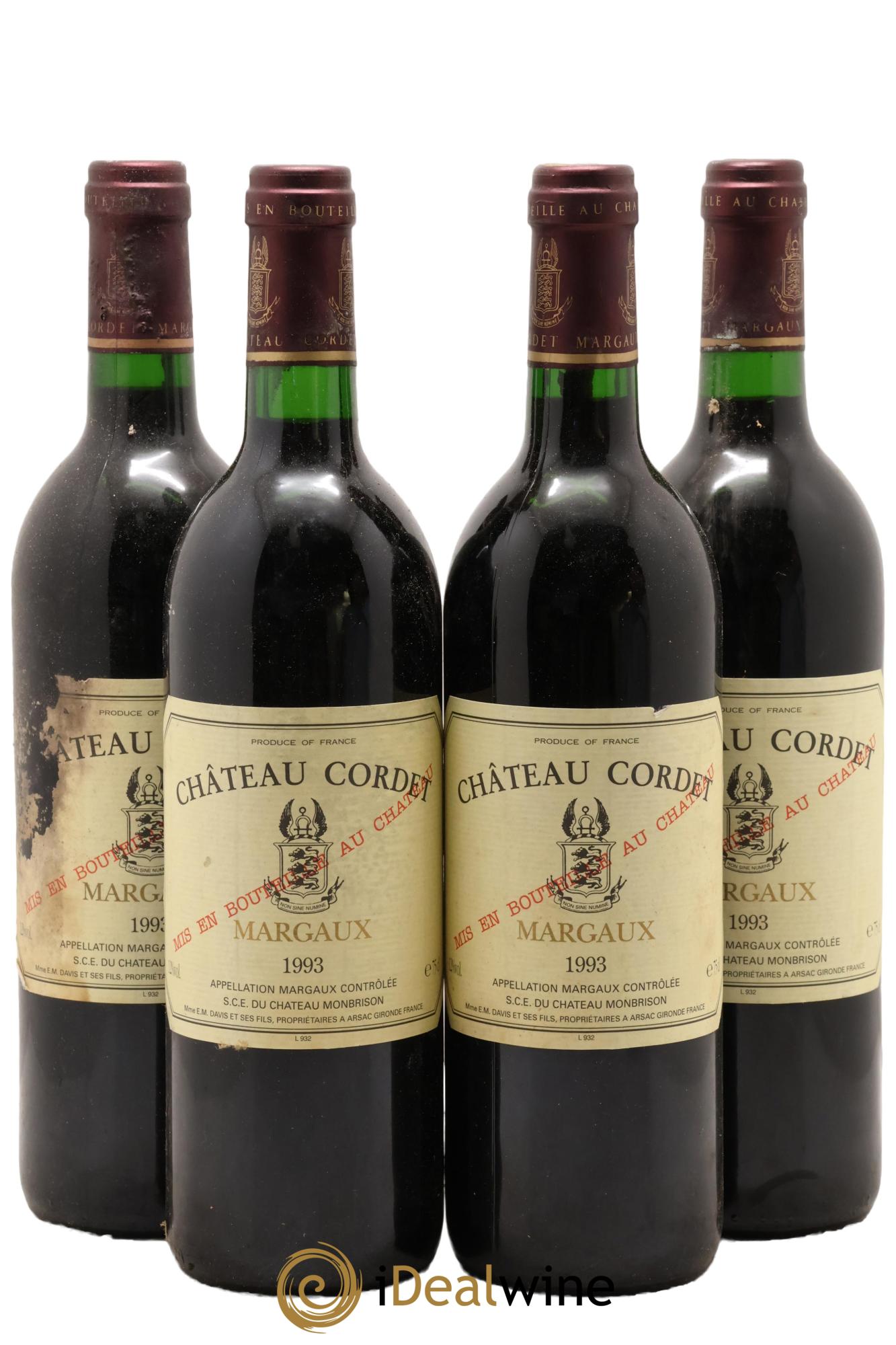 Margaux Château Cordet 1993 - Lot de 4 bouteilles - 0