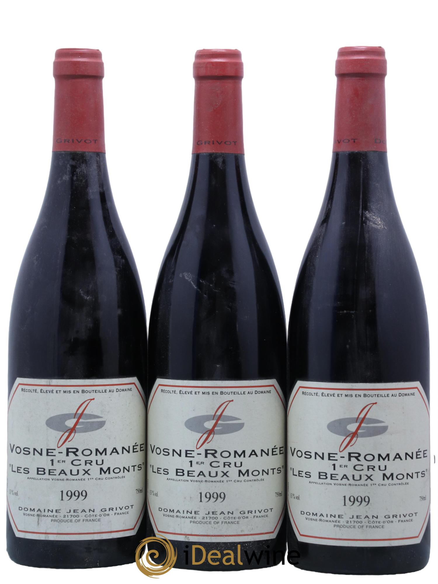 Vosne-Romanée 1er Cru Les Beaux-Monts Jean Grivot 1999 - Lot de 3 bouteilles - 0