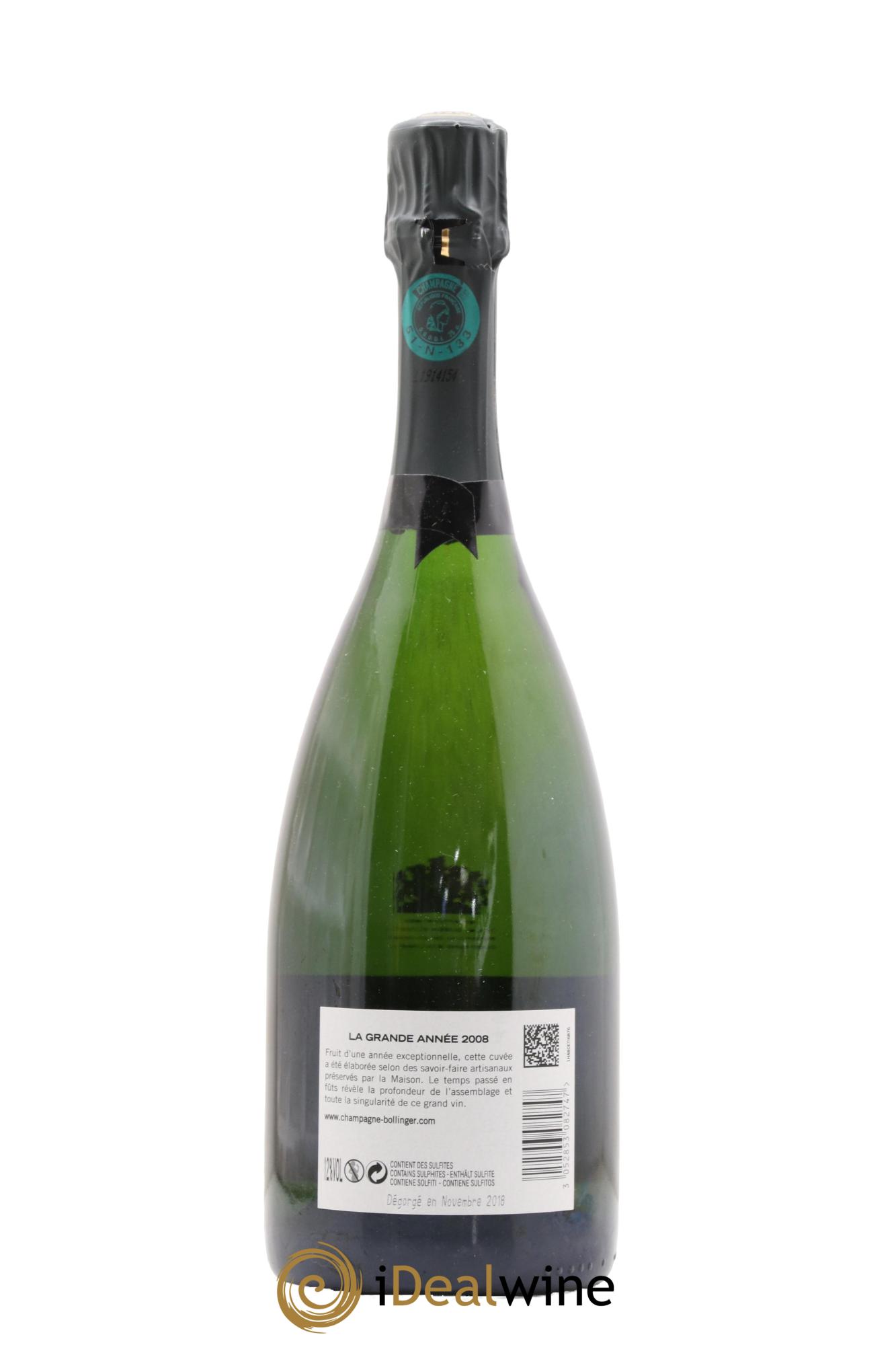 Grande Année Brut Bollinger 2008 - Lotto di 1 bottiglia - 1