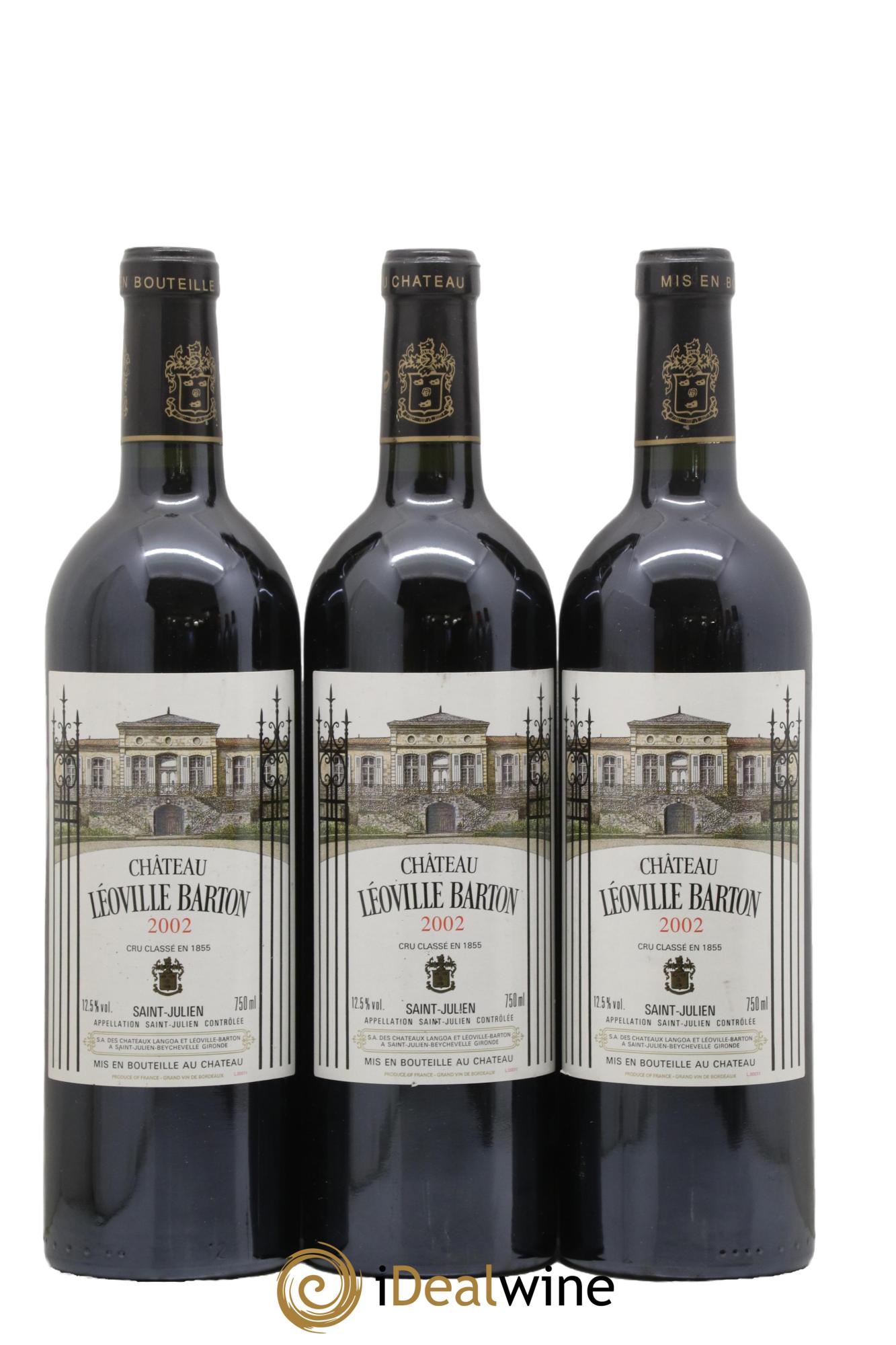 Château Léoville Barton 2ème Grand Cru Classé 2002 - Lot de 3 bouteilles - 0