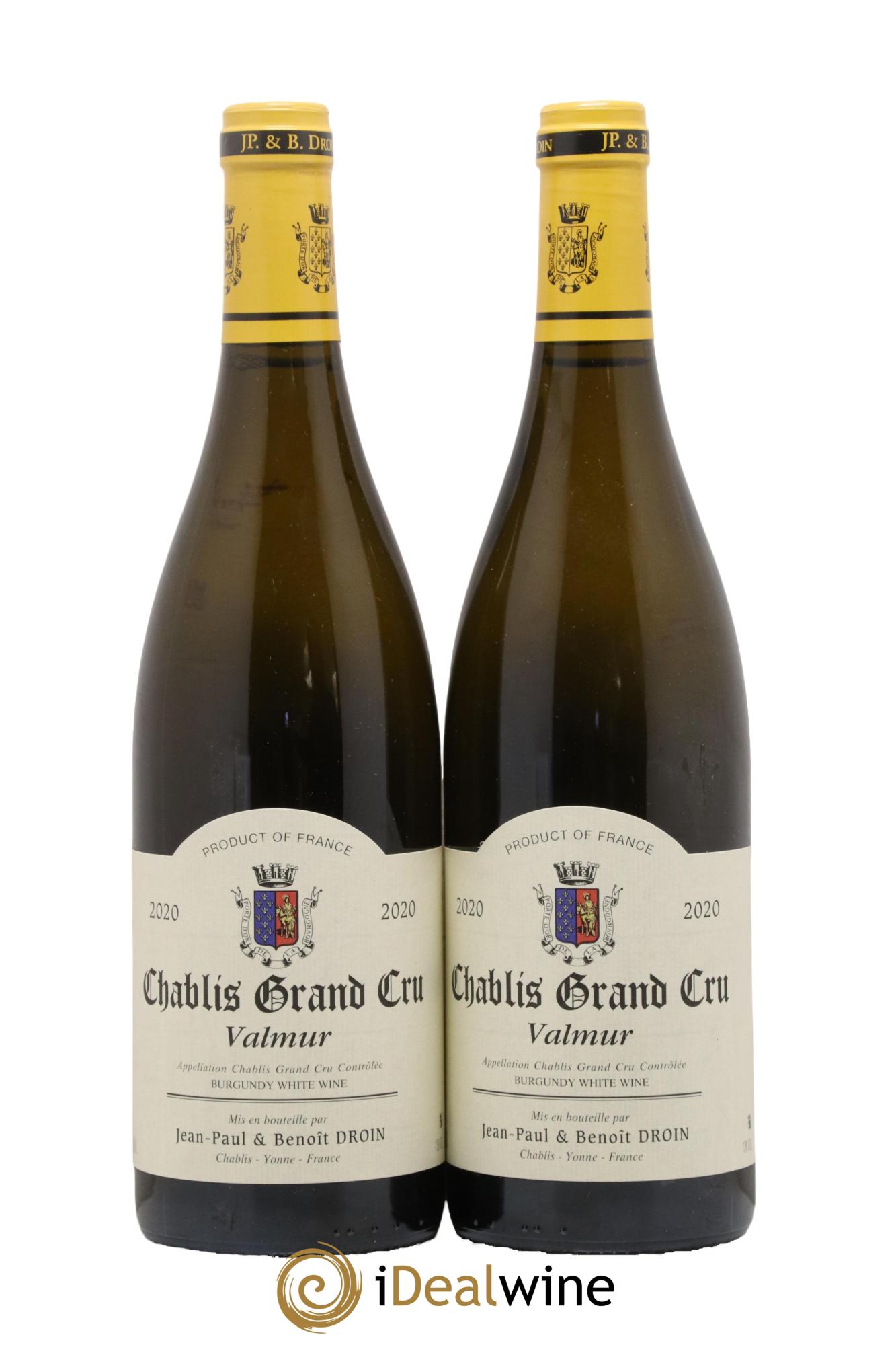 Chablis Grand Cru Valmur Jean-Paul & Benoît Droin (Domaine) 2020 - Lotto di 2 bottiglie - 0