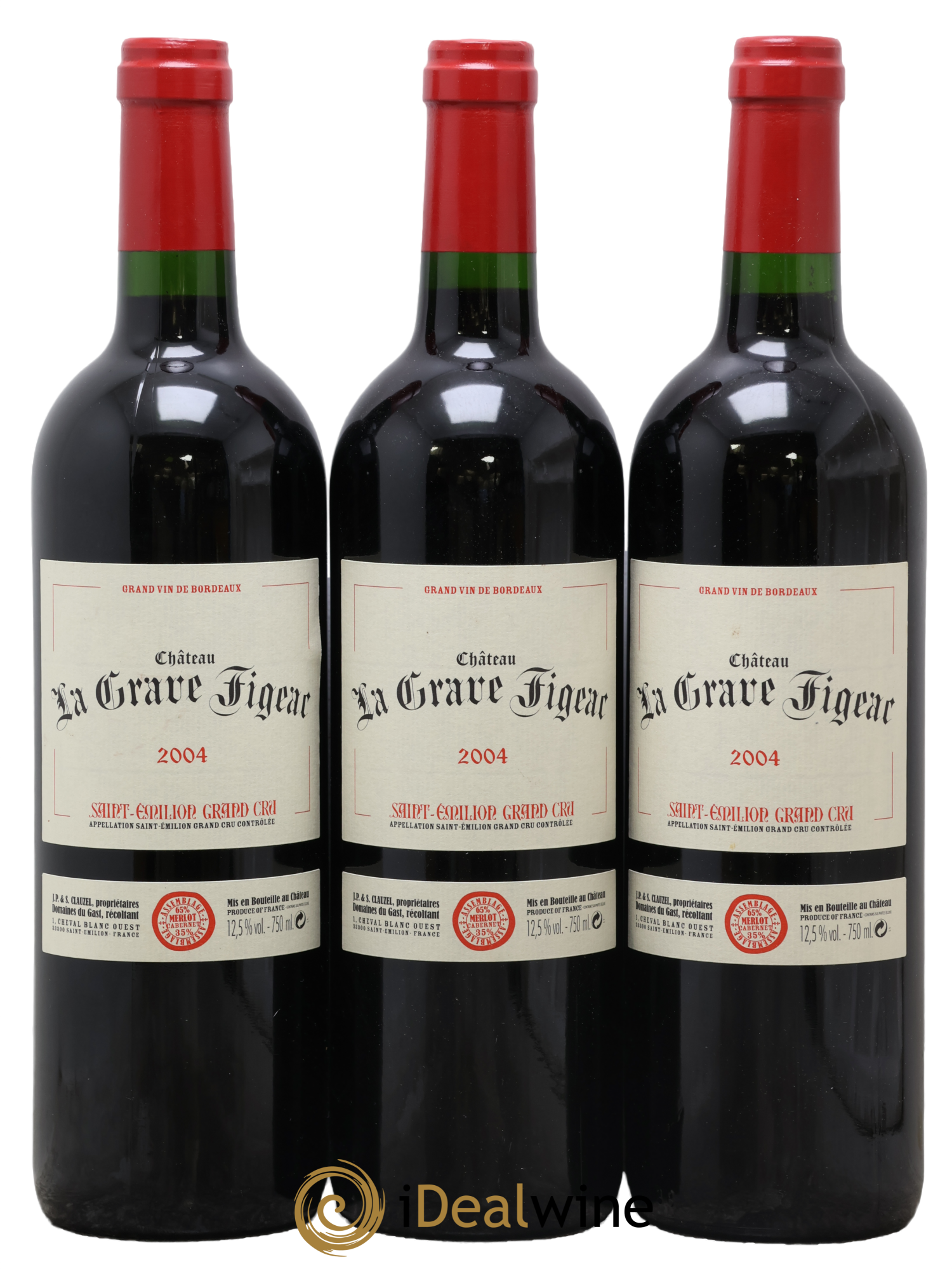 Saint-Émilion Grand Cru Château La Grave Figeac 2004 - Lot de 3 bouteilles - 0