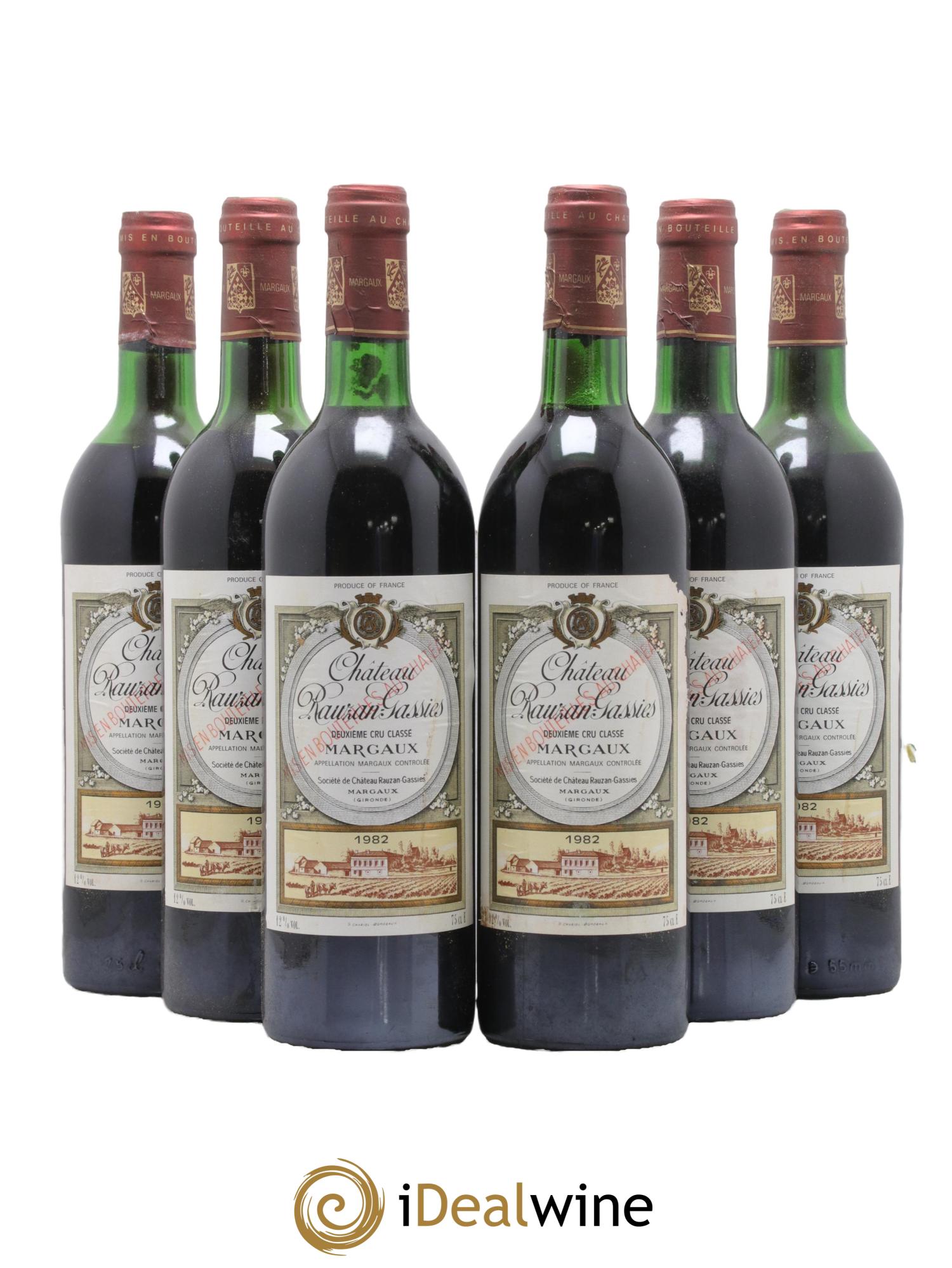 Château Rauzan-Gassies 2ème Grand Cru Classé 1982 - Lot de 6 bouteilles - 0