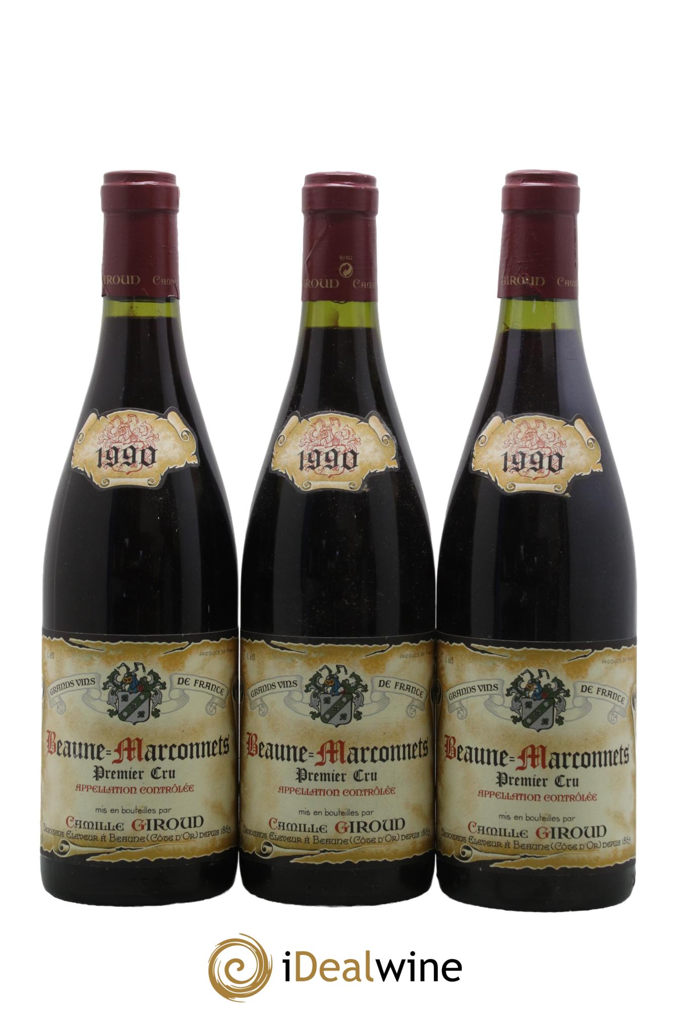 Beaune 1er Cru Marconnets-Giroud 1990 - Lot de 3 bouteilles - 0